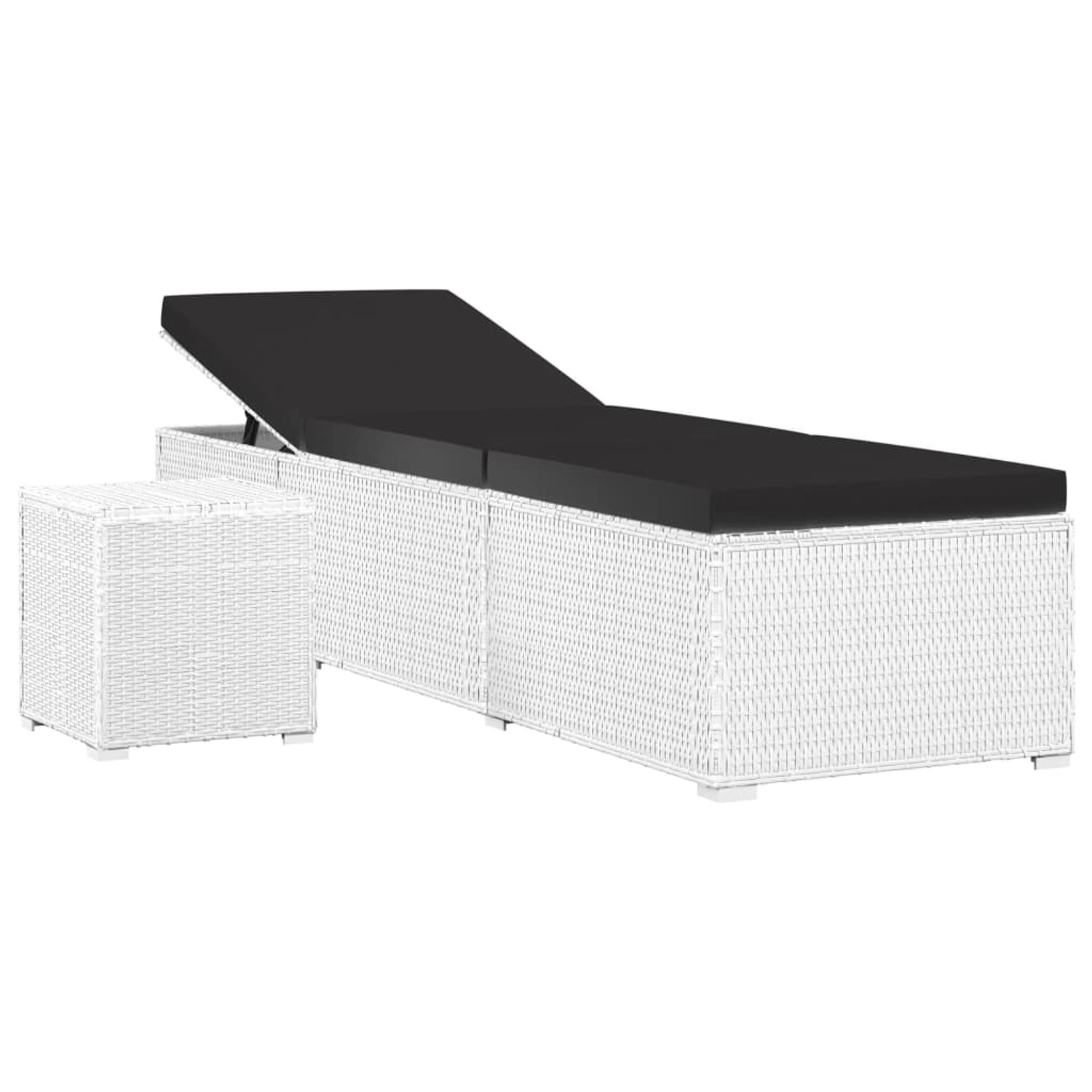vidaXL Sonnenliege mit Auflage und Teetisch Poly Rattan Weiß 46229 von VIDAXL