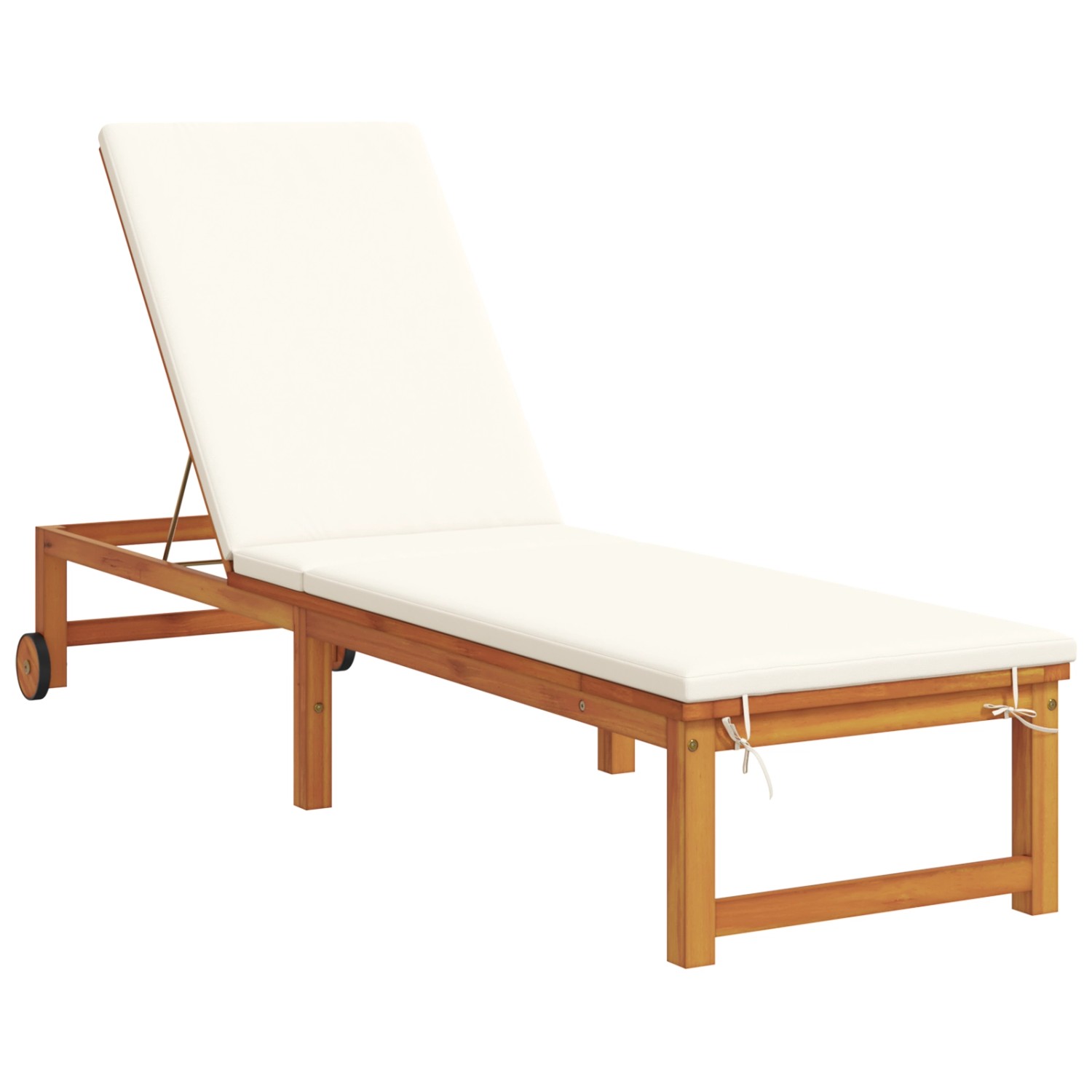 vidaXL Sonnenliege mit Creme Kissen Massivholz Akazie 4108108 von VIDAXL