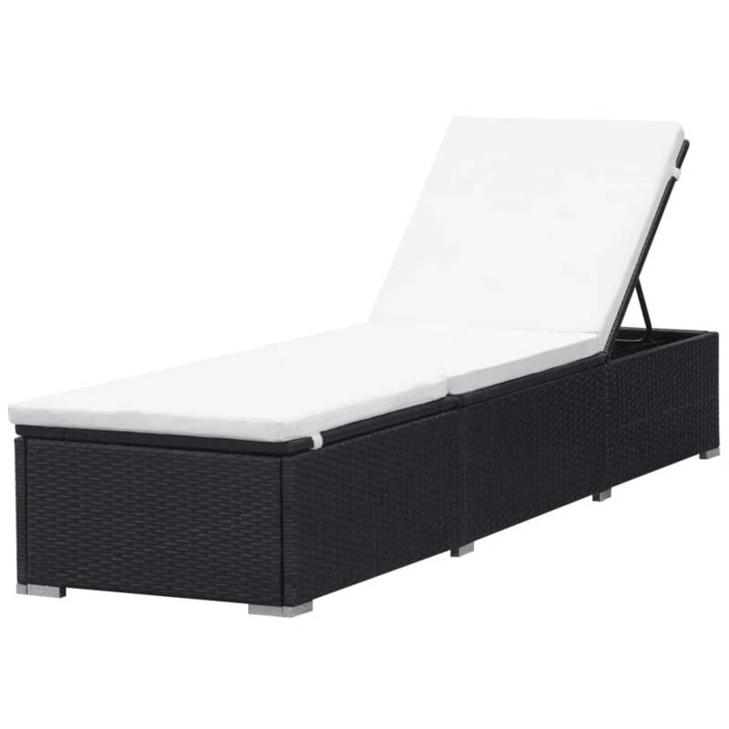 vidaXL Sonnenliege mit Cremeweißer Auflage Poly Rattan Schwarz 317104 von VIDAXL