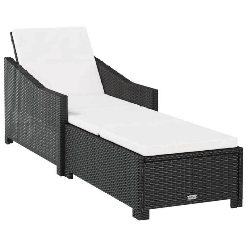 vidaXL Sonnenliege mit Cremeweißer Auflage Poly Rattan Schwarz 317179 von VIDAXL