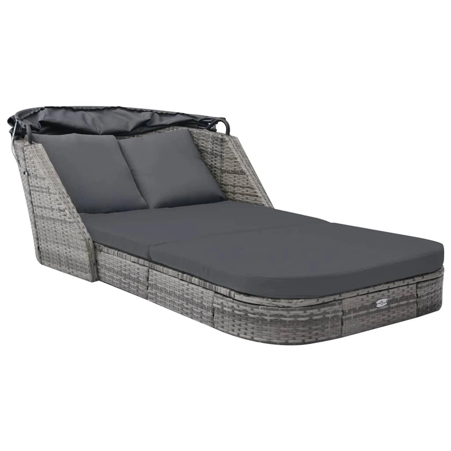 vidaXL Sonnenliege mit Dach Poly Rattan Anthrazit vidaXL Sonnenliege mit Dach Poly Rattan Anthrazit von VIDAXL