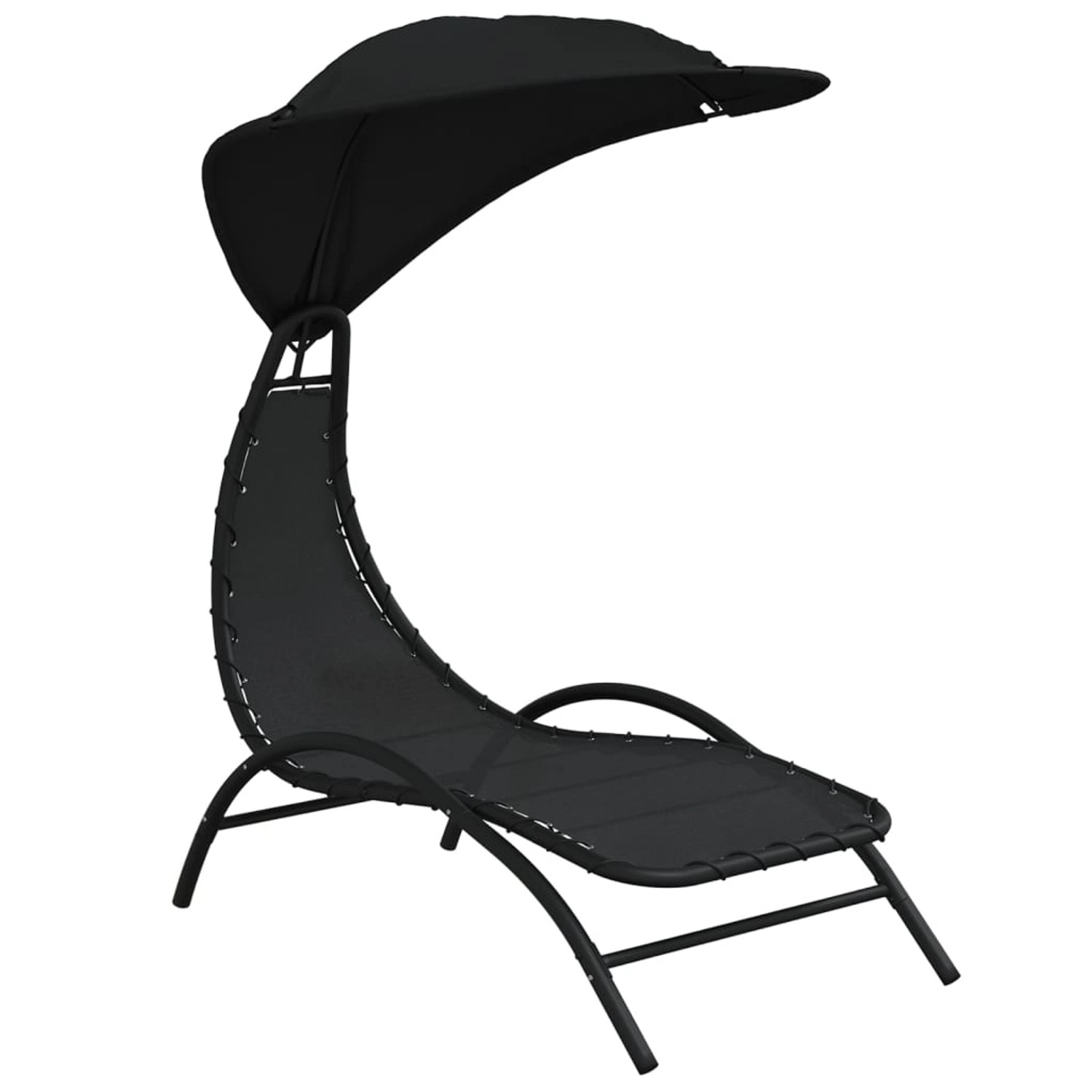 vidaXL Sonnenliege mit Dach Schwarz 167x80x195 cm Stoff und Stahl von VIDAXL