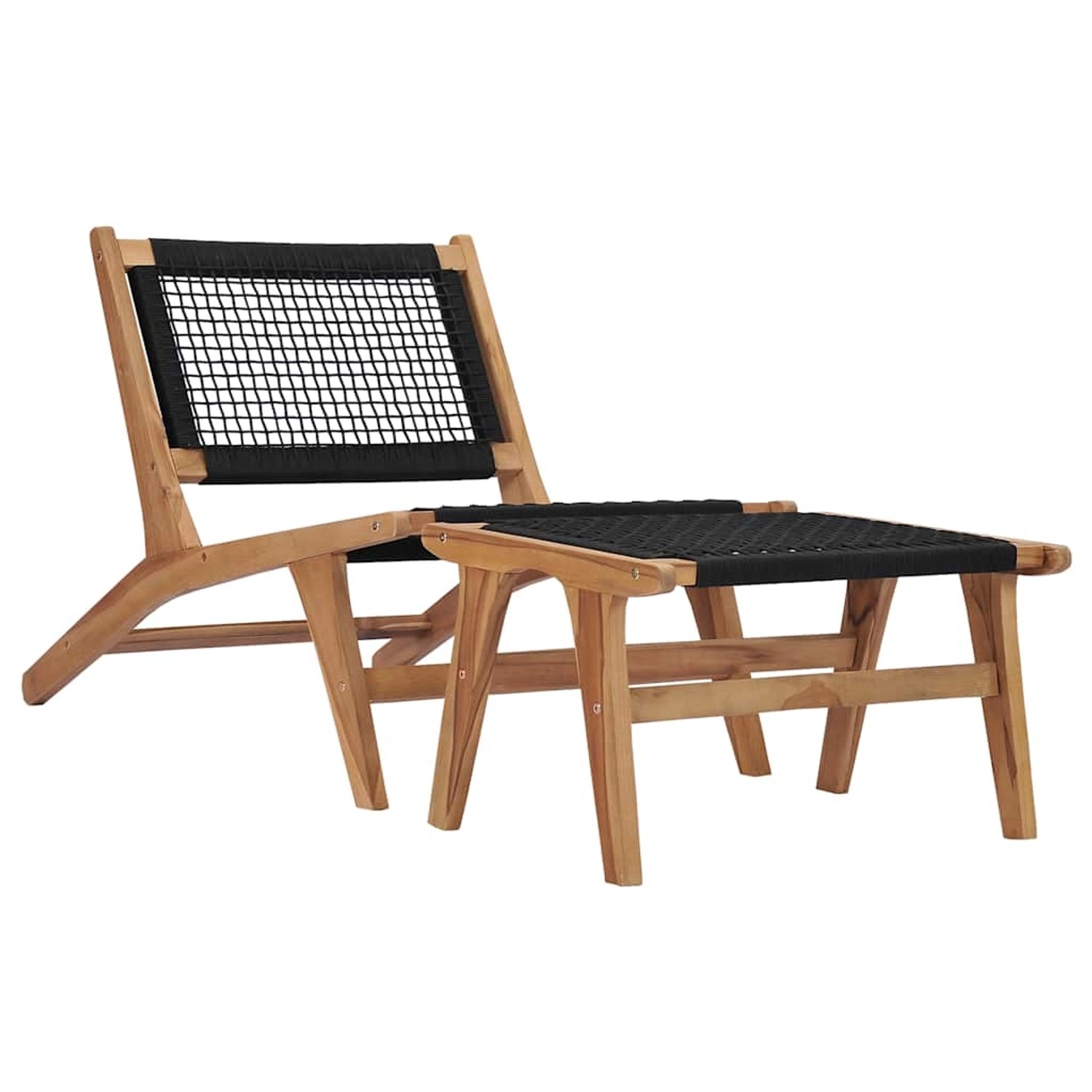 vidaXL Sonnenliege mit Fußablage Massivholz Teak und Seil 49368 von VIDAXL