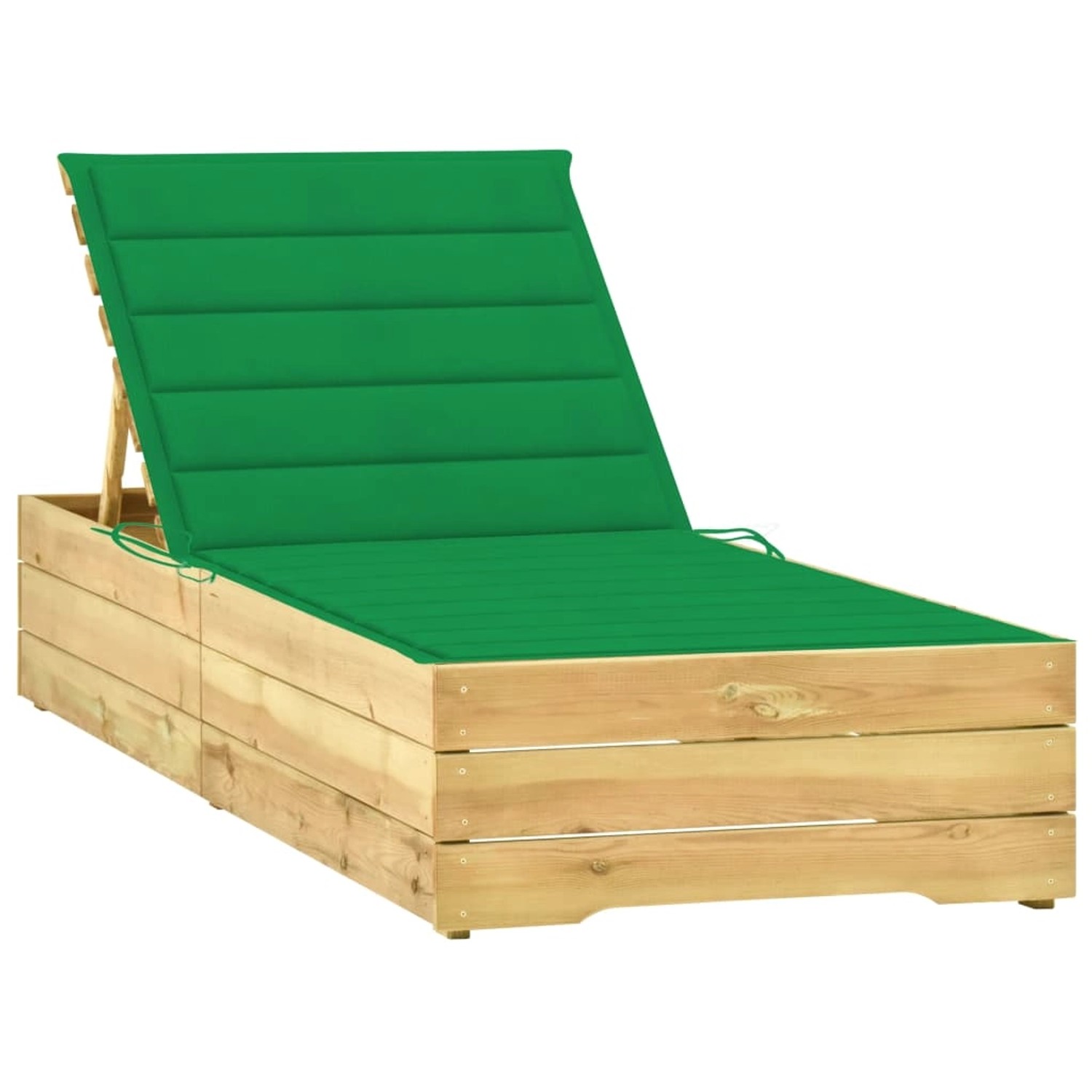 vidaXL Sonnenliege mit Grüner Auflage Imprägniertes Kiefernholz 198 x 68 x  28-75  cm von VIDAXL