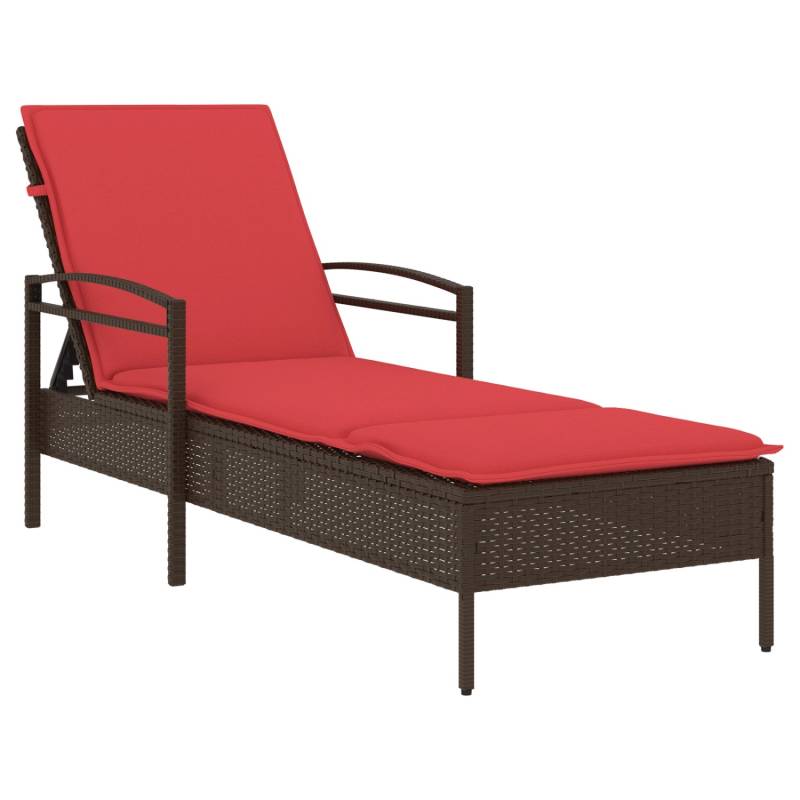 vidaXL Sonnenliege mit Kissen Braun 63x200x81 cm Poly Rattan 368306 von VIDAXL