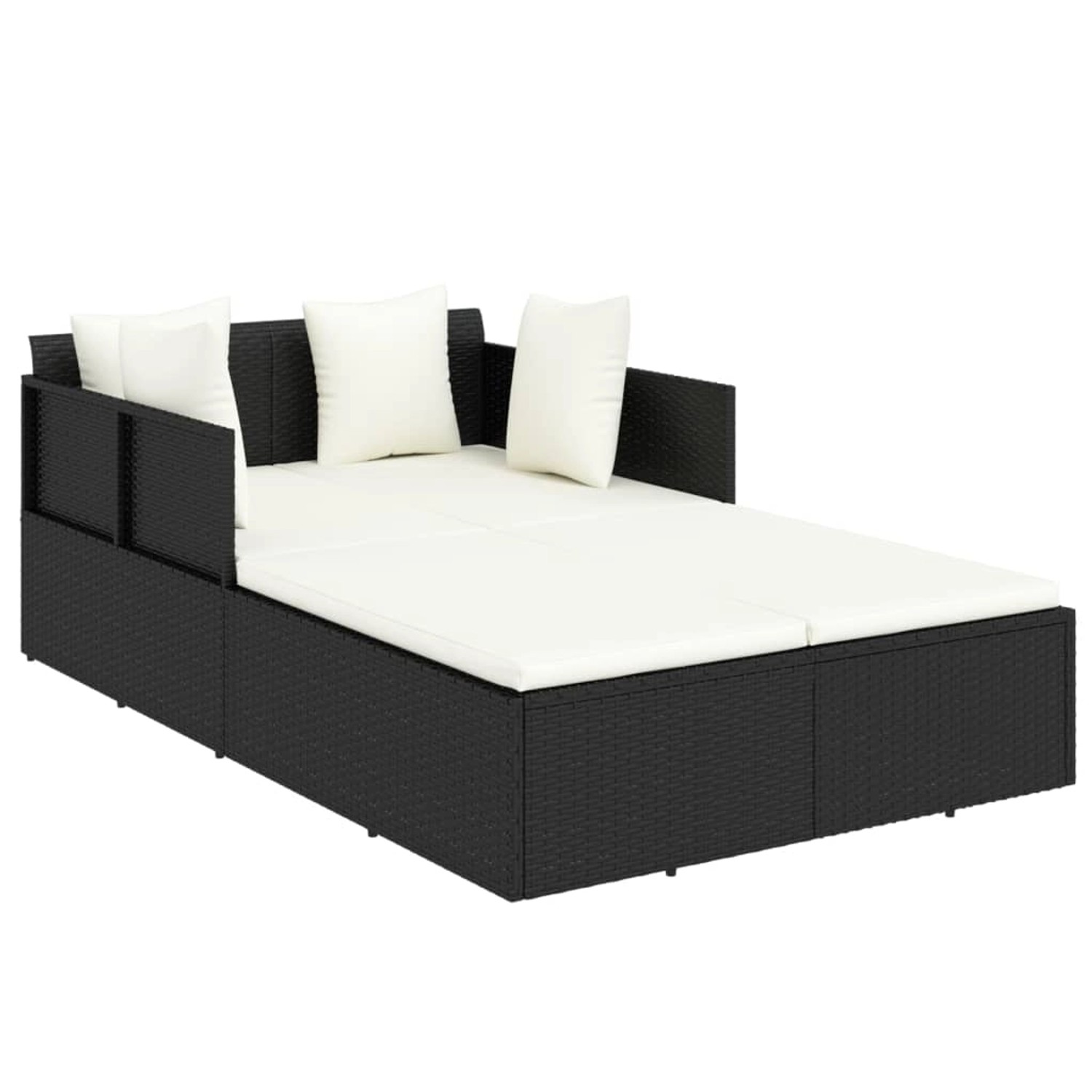 vidaXL Sonnenliege mit Kissen Schwarz 182x118x63 cm Poly Rattan vidaXL Sonnenliege mit Kissen Schwarz 182x118x63 cm Poly Rattan von VIDAXL