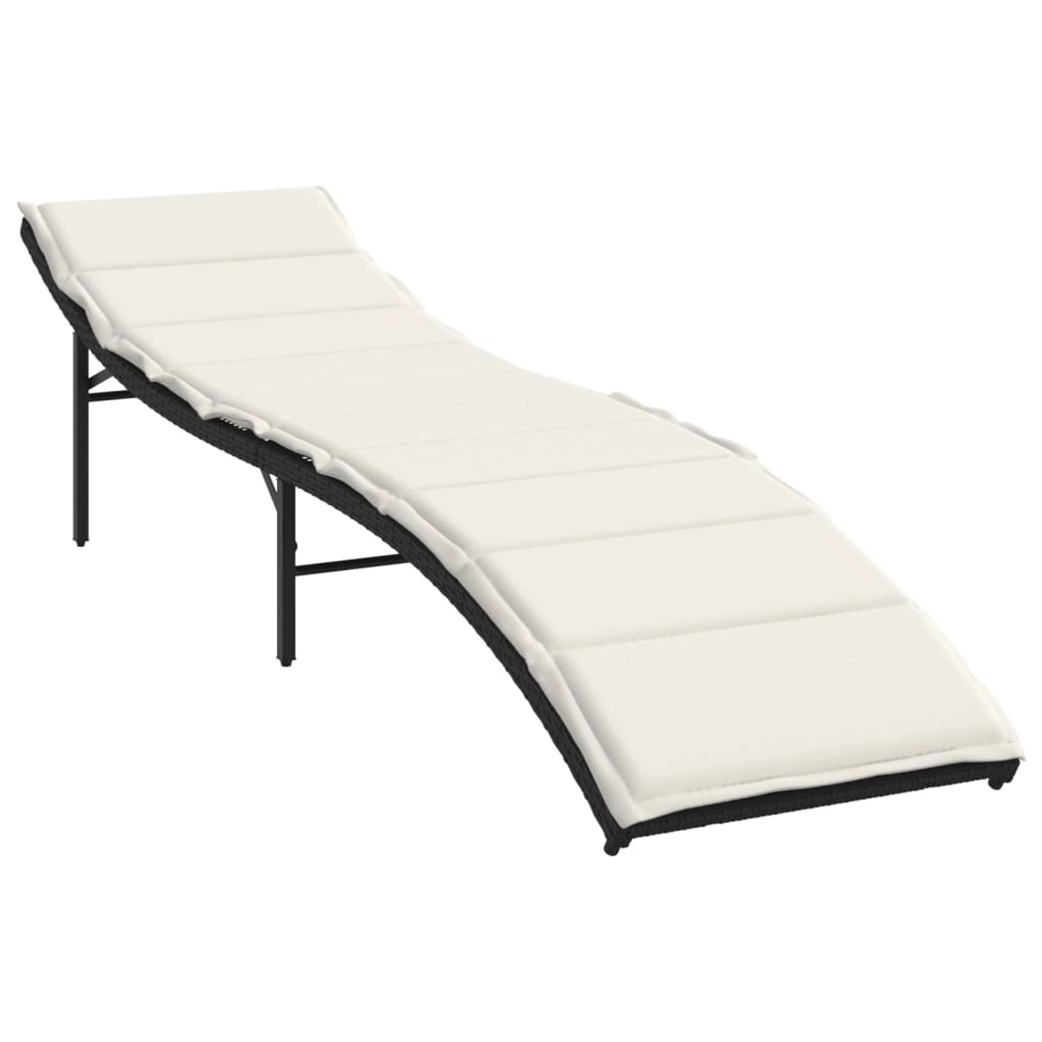vidaXL Sonnenliege mit Kissen Schwarz 55x199x50 cm Poly Rattan 368245 von VIDAXL