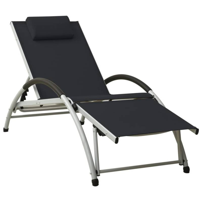 vidaXL Sonnenliege mit Kissen Textilene Schwarz 310529 von VIDAXL