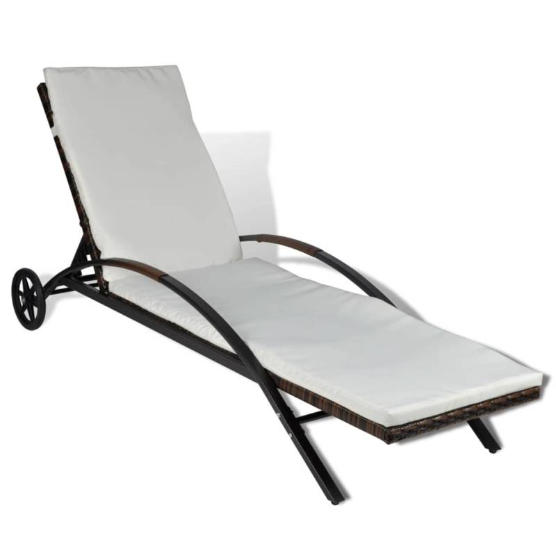 vidaXL Sonnenliege mit Polster & Rollen Poly Rattan Braun 42488 von VIDAXL