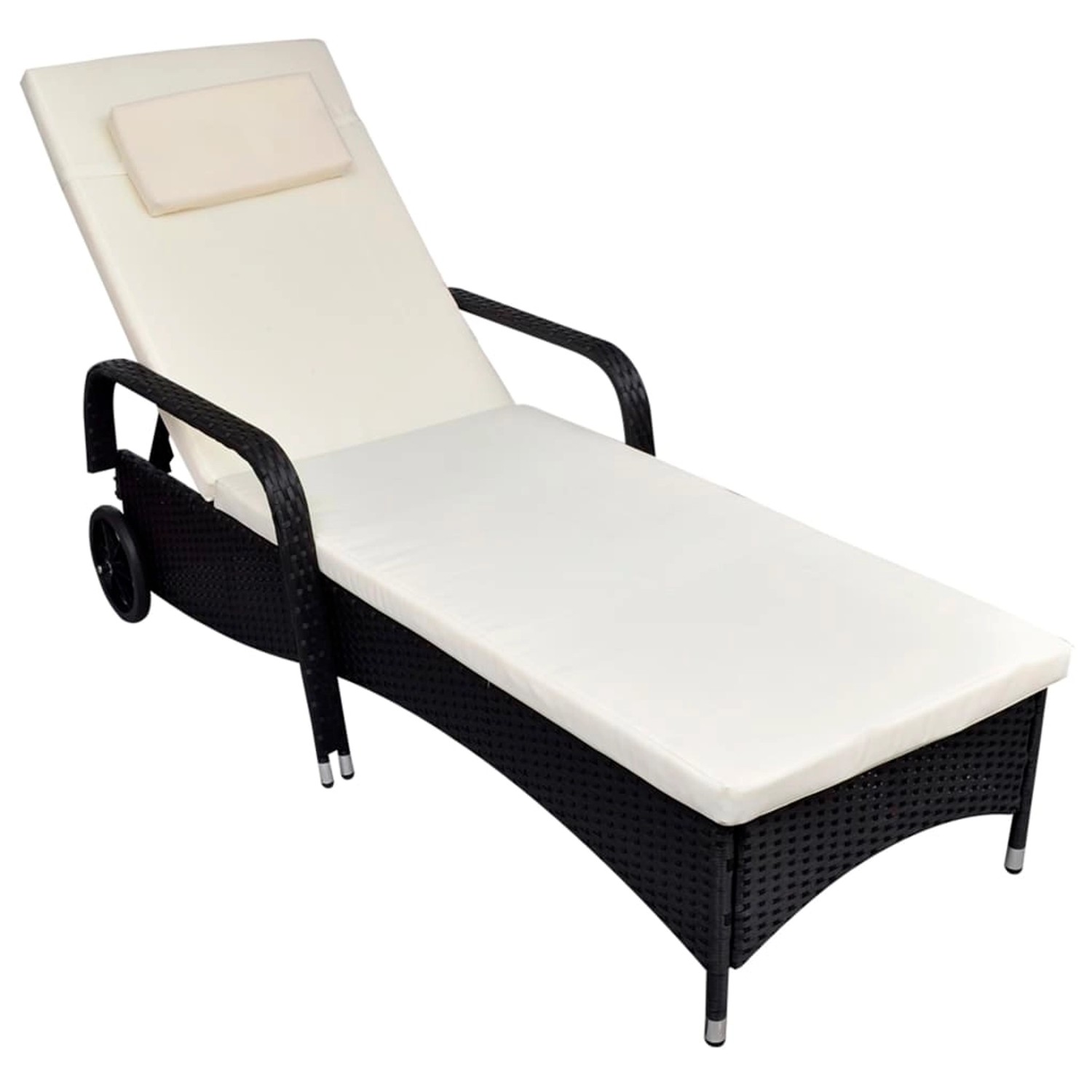 vidaXL Sonnenliege mit Polster & Rollen Poly Rattan Schwarz 198 x 66 x 30-98 cm vidaXL Sonnenliege mit Polster & Rollen Poly Rattan Schwarz 198 x 66 x 30-98 cm von VIDAXL