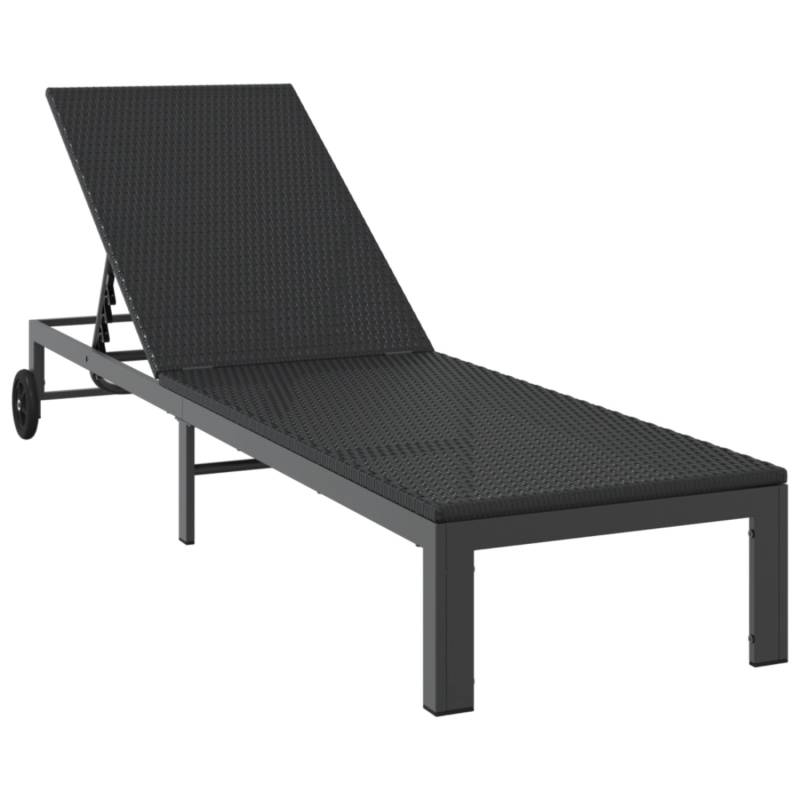 vidaXL Sonnenliege mit Rädern Schwarz Poly Rattan 42004129 von VIDAXL