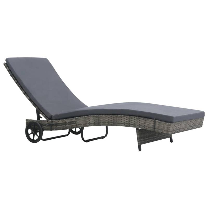 vidaXL Sonnenliege mit Rädern und Auflage Poly-Rattan Anthrazit 47753 von VIDAXL