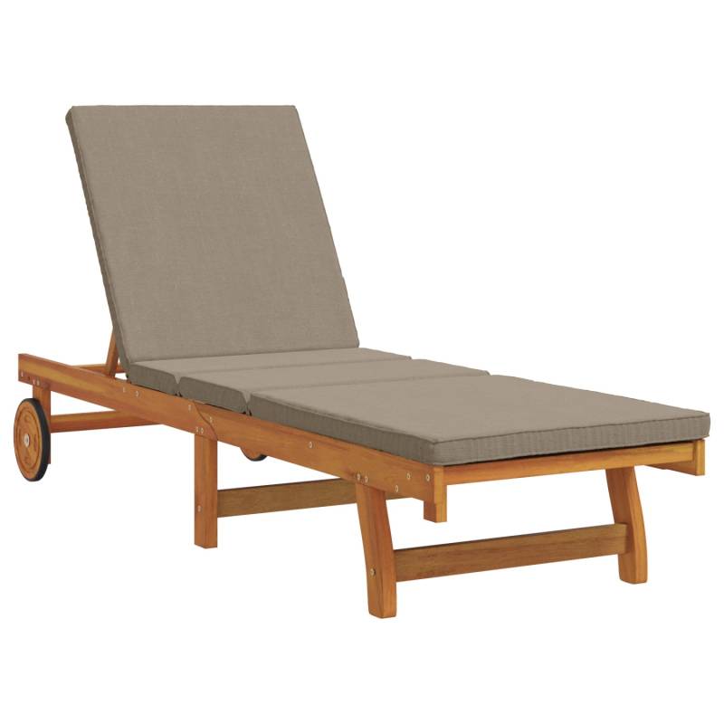 vidaXL Sonnenliege mit Rädern und Kissen Taupe Massivholz 4105538 von VIDAXL