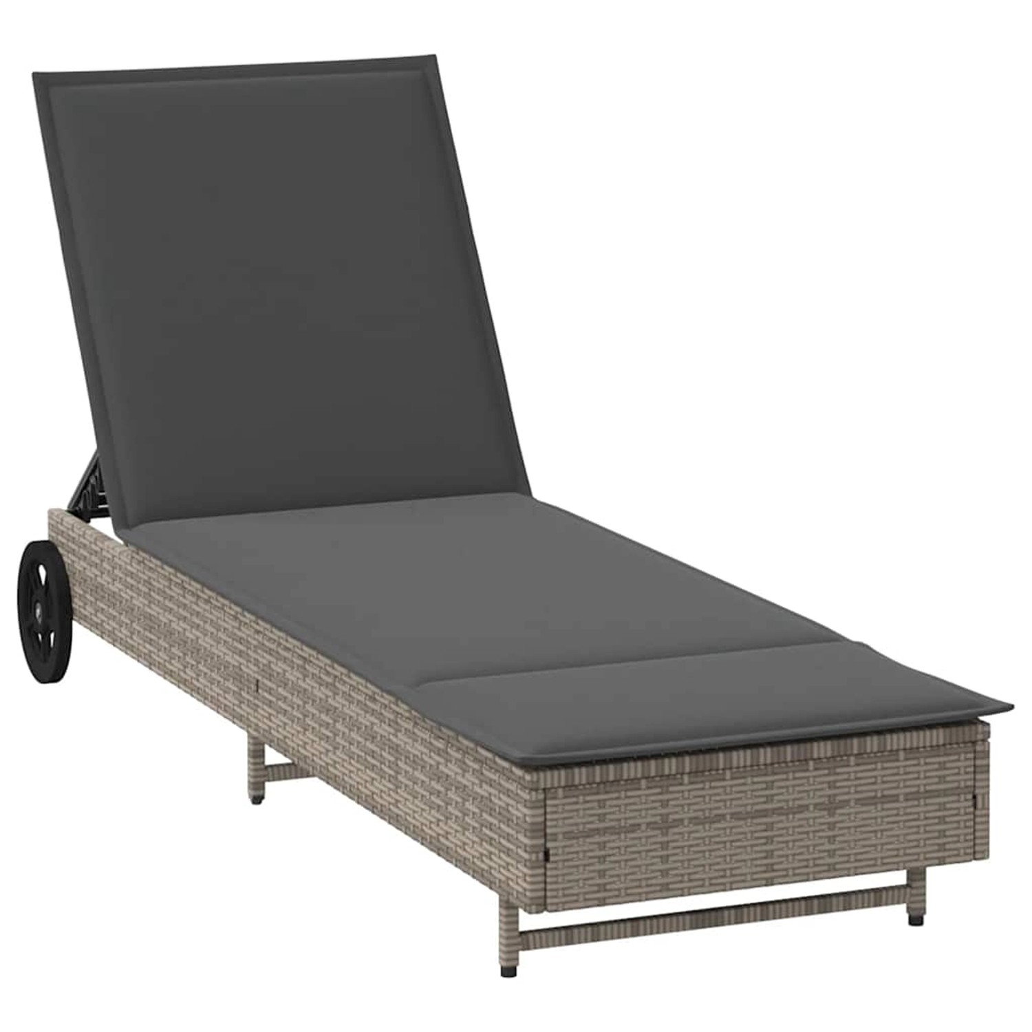 vidaXL Sonnenliege mit Rollen und Auflage Grau Poly Rattan 4104035 vidaXL Sonnenliege mit Rollen und Auflage Grau Poly Rattan 4104035 von VIDAXL