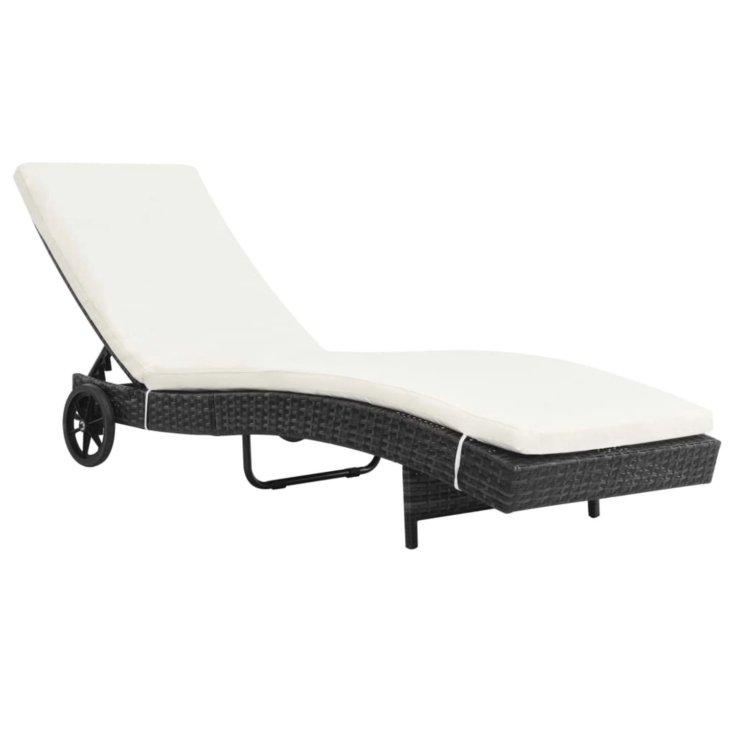 vidaXL Sonnenliege mit Rollen und Auflage Poly Rattan Schwarz vidaXL Sonnenliege mit Rollen und Auflage Poly Rattan Schwarz von VIDAXL