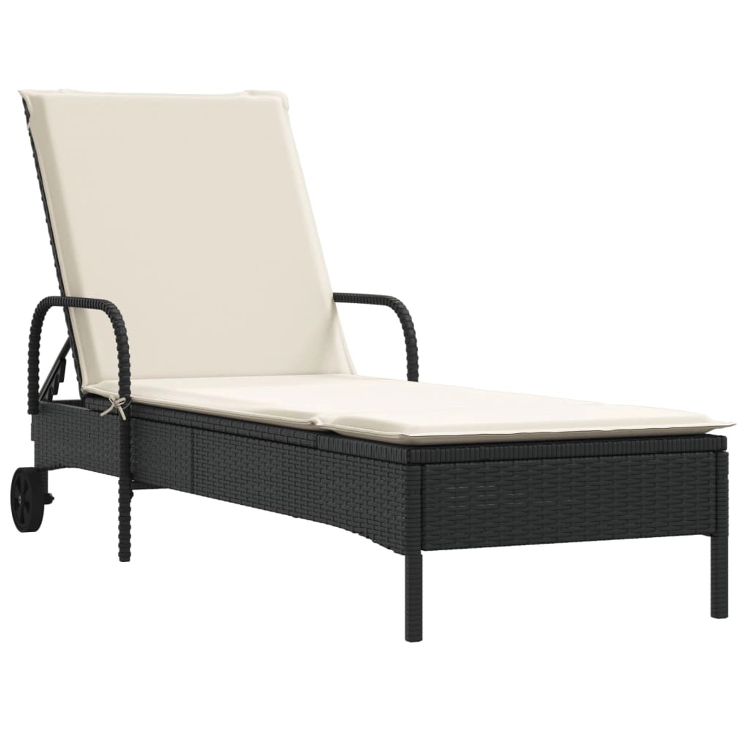 vidaXL Sonnenliege mit Rollen und Auflage Schwarz Poly Rattan vidaXL Sonnenliege mit Rollen und Auflage Schwarz Poly Rattan von VIDAXL