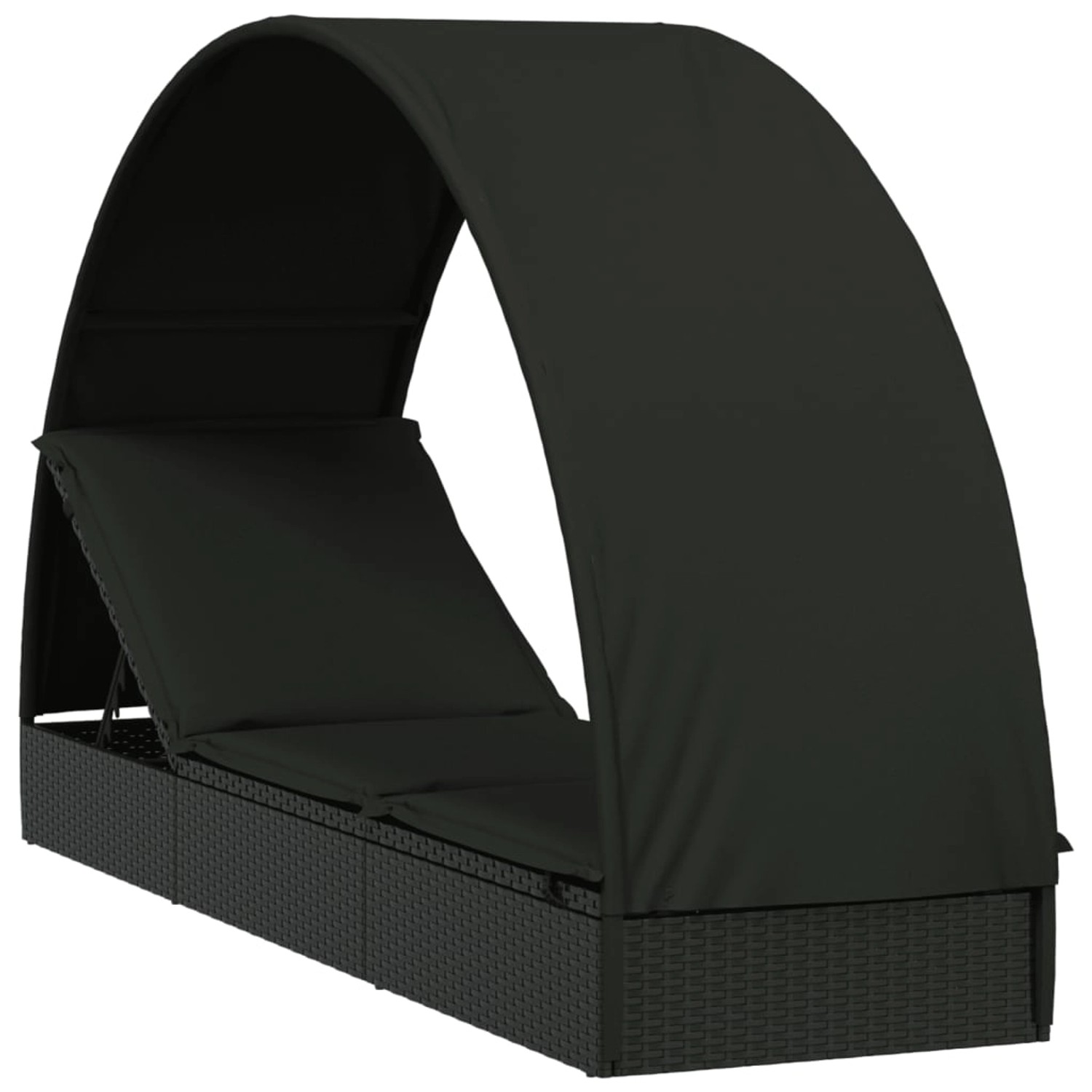 vidaXL Sonnenliege mit Runddach Schwarz 211x57x140 cm Poly Rattan vidaXL Sonnenliege mit Runddach Schwarz 211x57x140 cm Poly Rattan von VIDAXL