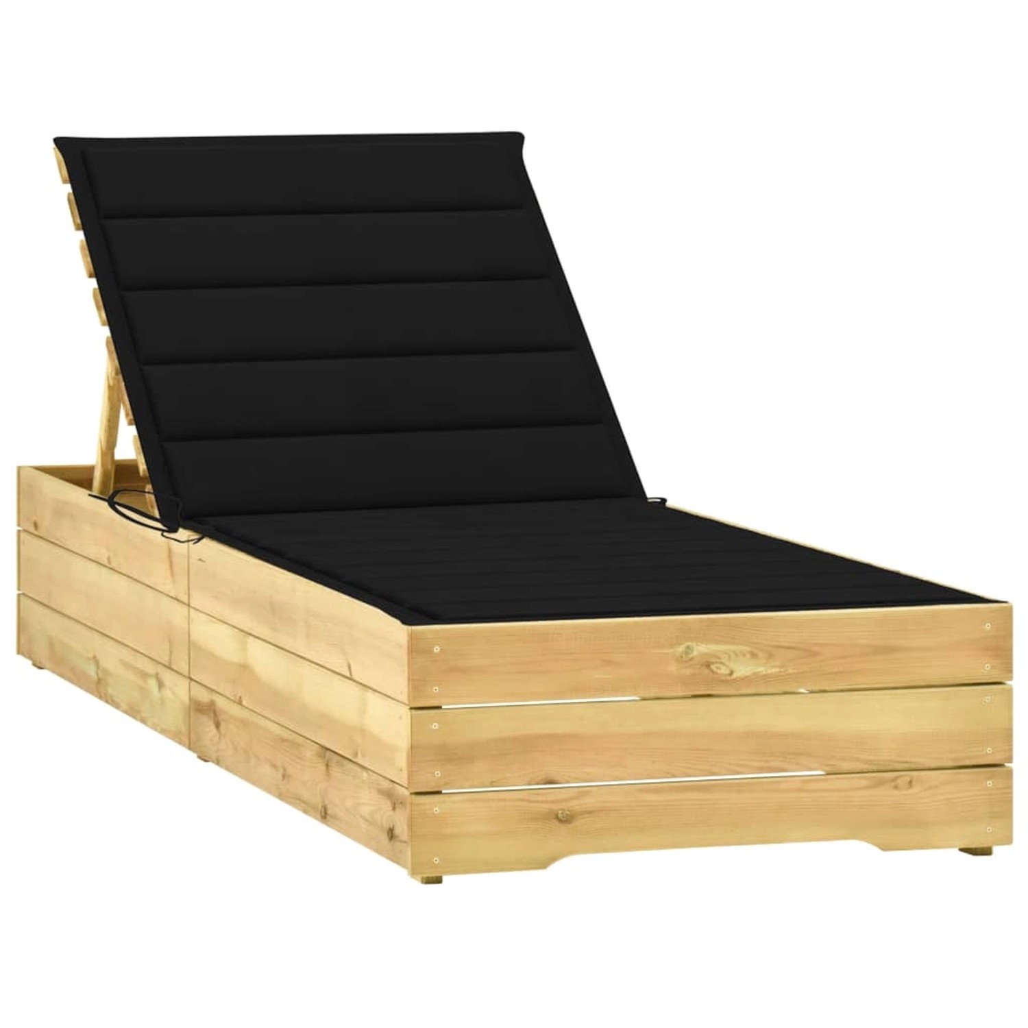 vidaXL Sonnenliege mit Schwarzer Auflage Imprägniertes Kiefernholz 198 x 68 x 28-75 cm vidaXL Sonnenliege mit Schwarzer Auflage Imprägniertes Kiefernholz 198 x 68 x 28-75 cm von VIDAXL