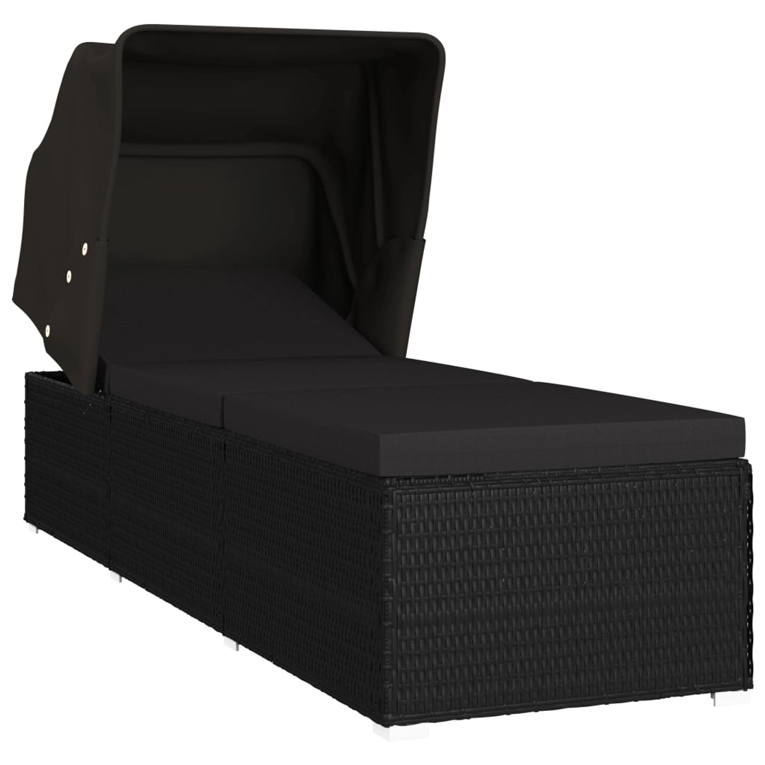 vidaXL Sonnenliege mit Sonnenschutz und Auflage Poly Rattan Schwarz vidaXL Sonnenliege mit Sonnenschutz und Auflage Poly Rattan Schwarz von VIDAXL