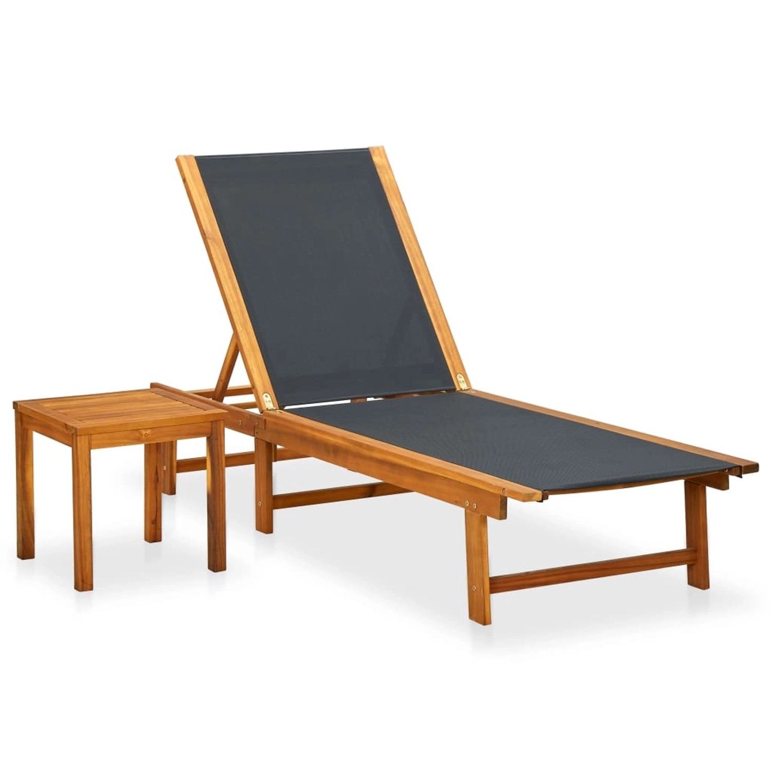 vidaXL Sonnenliege mit Tisch Massivholz Akazie und Textilene 41746 vidaXL Sonnenliege mit Tisch Massivholz Akazie und Textilene 41746 von VIDAXL