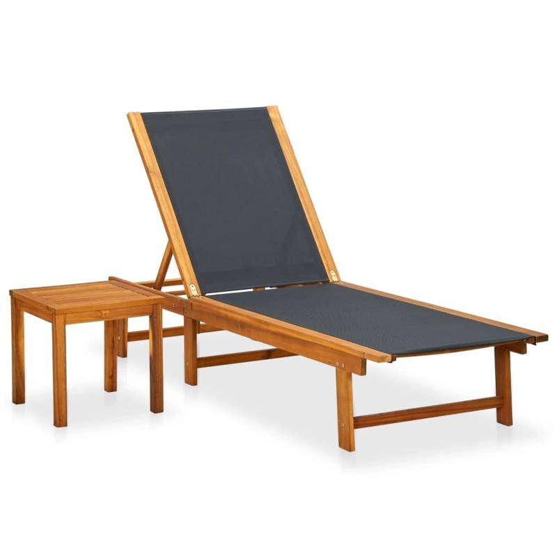 vidaXL Sonnenliege mit Tisch Massivholz Akazie und Textilene 41746 von VIDAXL