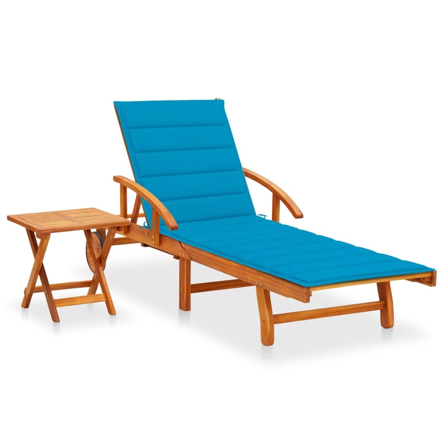 vidaXL Sonnenliege mit Tisch und Auflage Akazie Massivholz Polsterfarbe Blau vidaXL Sonnenliege mit Tisch und Auflage Akazie Massivholz Polsterfarbe Blau von VIDAXL