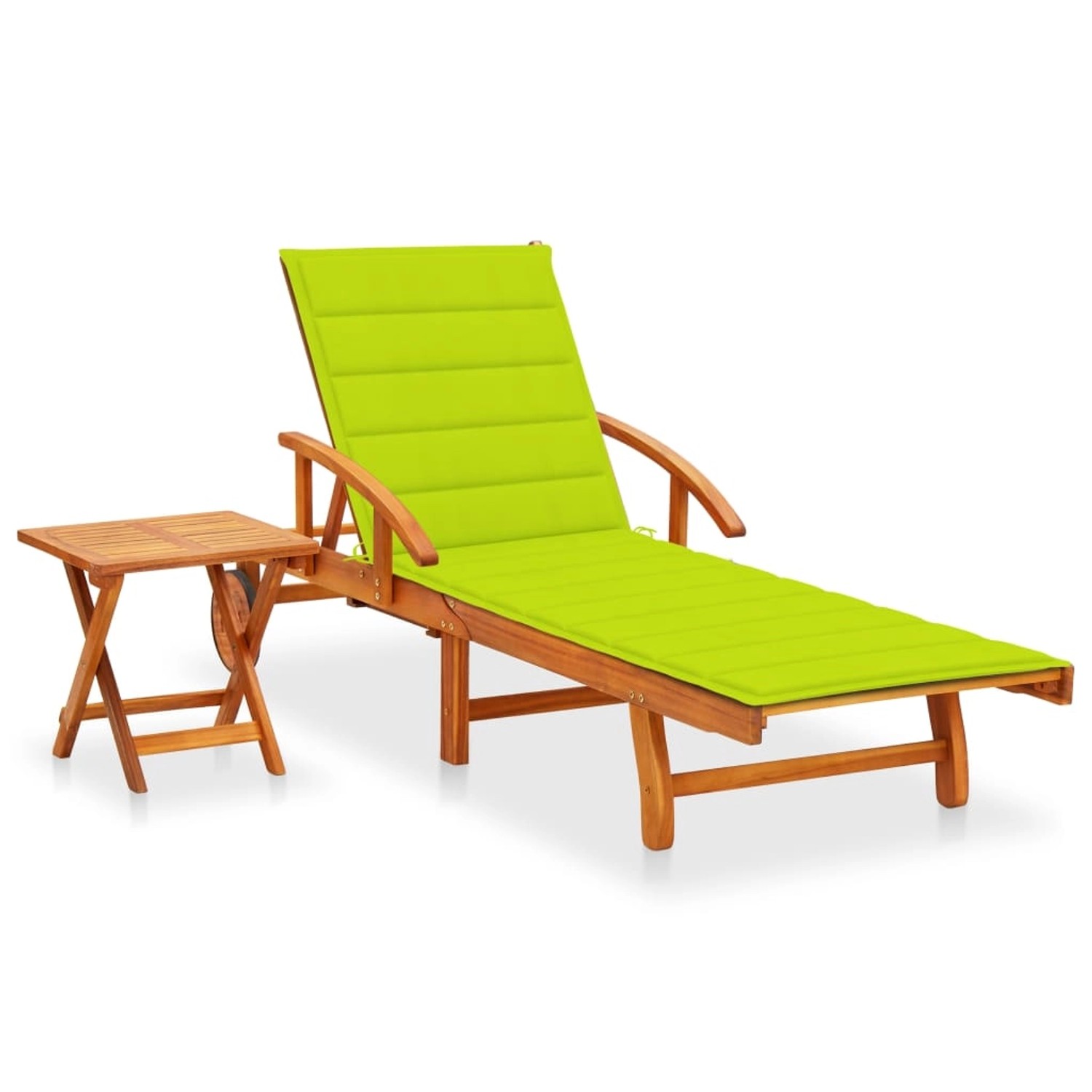 vidaXL Sonnenliege mit Tisch und Auflage Akazie Massivholz Polsterfarbe  HellGrün von VIDAXL