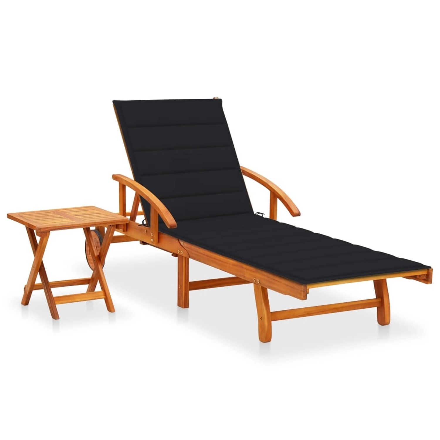 vidaXL Sonnenliege mit Tisch und Auflage Akazie Massivholz Polsterfarbe Schwarz vidaXL Sonnenliege mit Tisch und Auflage Akazie Massivholz Polsterfarbe Schwarz von VIDAXL