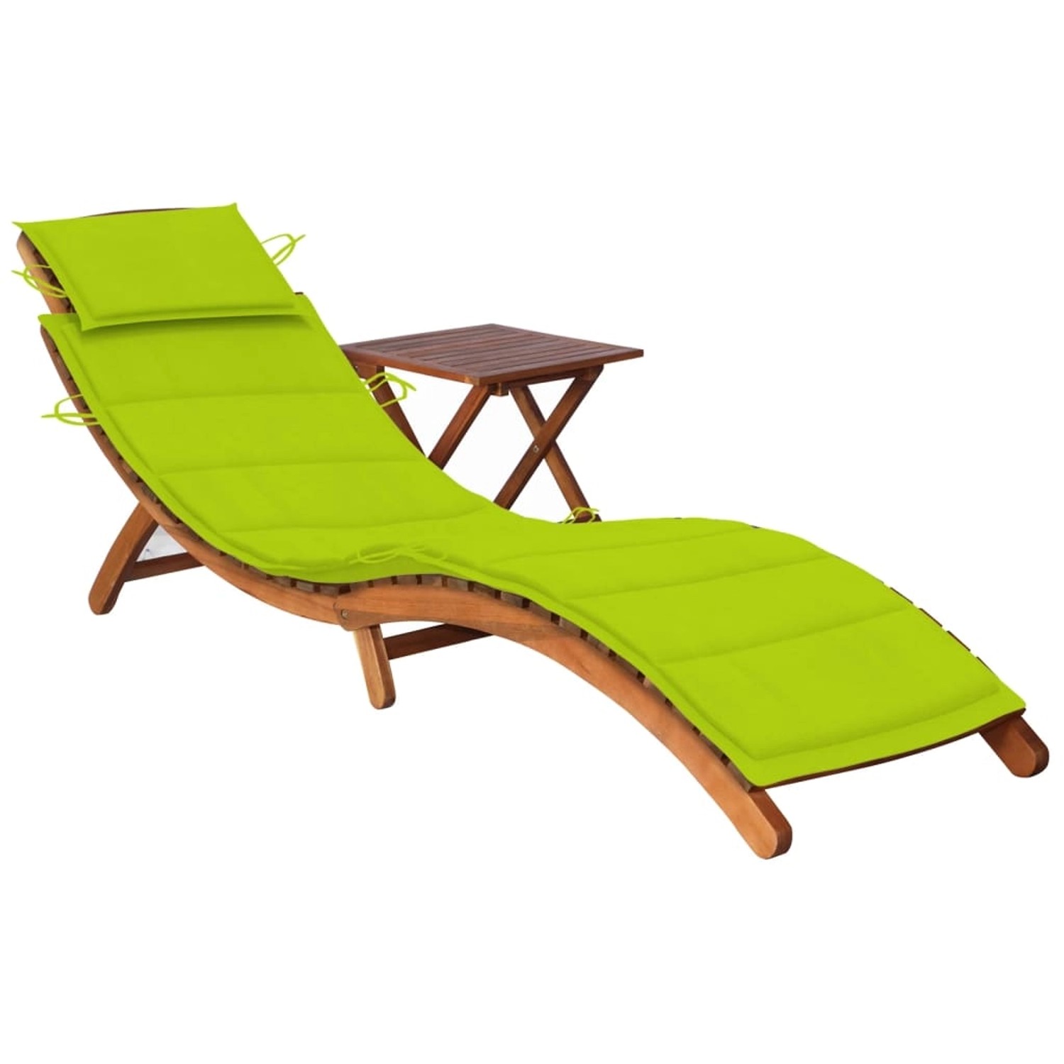 vidaXL Sonnenliege mit Tisch und Auflage Massivholz Akazie Polsterfarbe  HellGrün von VIDAXL