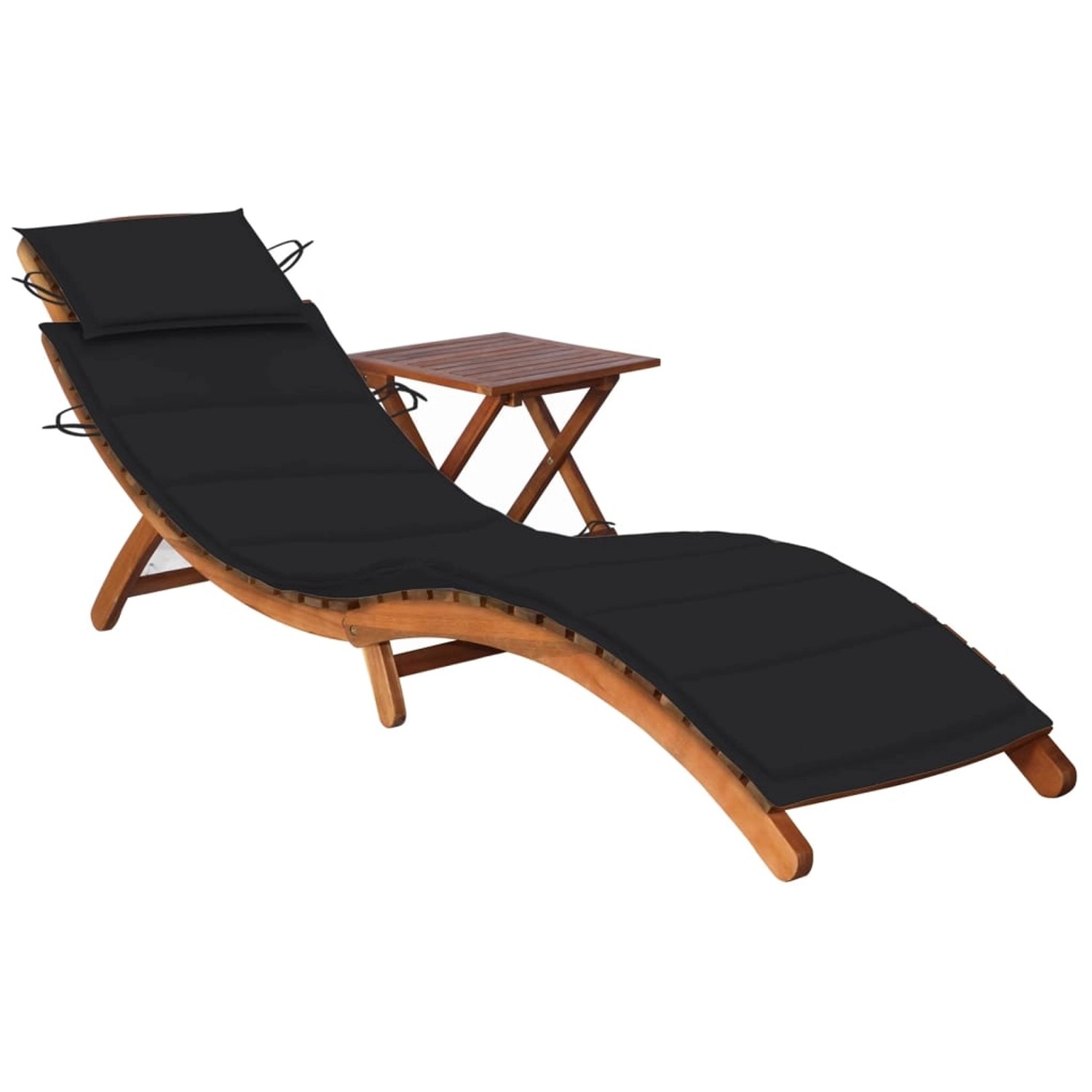 vidaXL Sonnenliege mit Tisch und Auflage Massivholz Akazie Polsterfarbe Schwarz vidaXL Sonnenliege mit Tisch und Auflage Massivholz Akazie Polsterfarbe Schwarz von VIDAXL