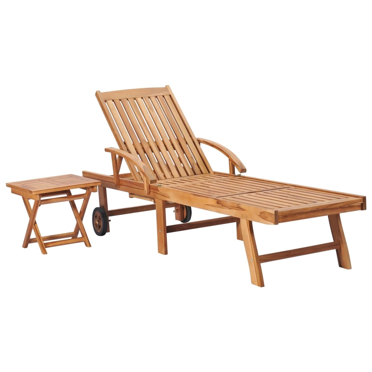 vidaXL Sonnenliege mit Tisch und Auflage Massivholz TeakPolster-Farbe Grau vidaXL Sonnenliege mit Tisch und Auflage Massivholz TeakPolster-Farbe Grau von VIDAXL