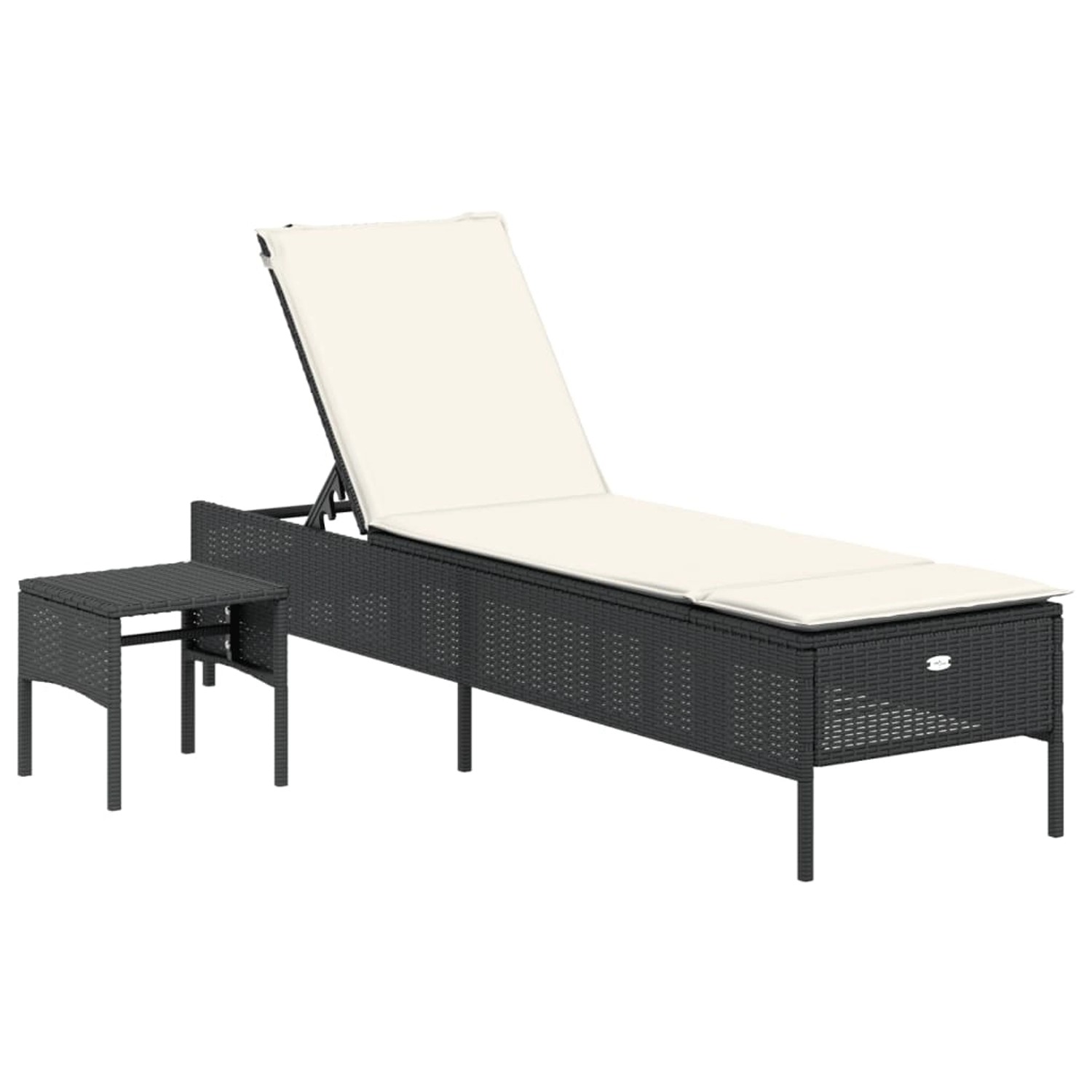 vidaXL Sonnenliege mit Tisch und Auflage Schwarz Poly-Rattan vidaXL Sonnenliege mit Tisch und Auflage Schwarz Poly-Rattan von VIDAXL