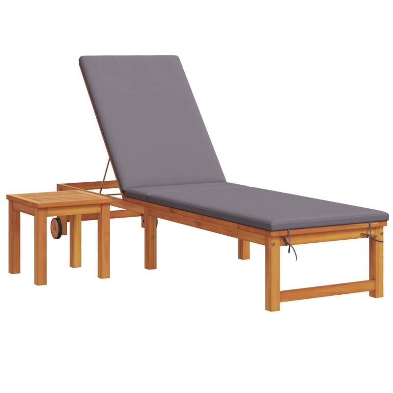vidaXL Sonnenliege mit Tisch und Kissen Massivholz Akazie 3333833 von VIDAXL