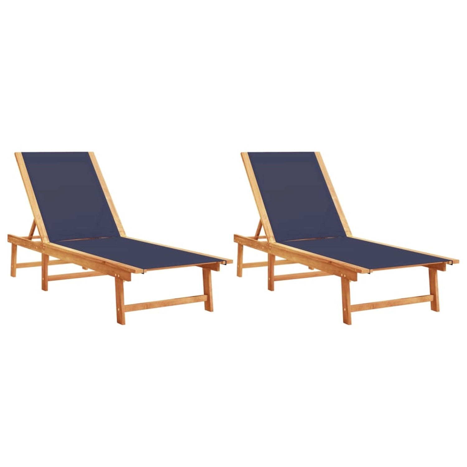 vidaXL Sonnenliegen 2 Stk Blau Massivholz Akazie und Textilene 3279250 von VIDAXL