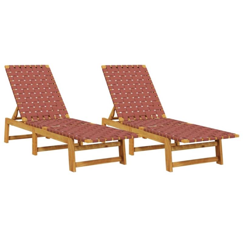 vidaXL Sonnenliegen 2 Stk Rot Massivholz Akazie und Stoff 3214211 von VIDAXL