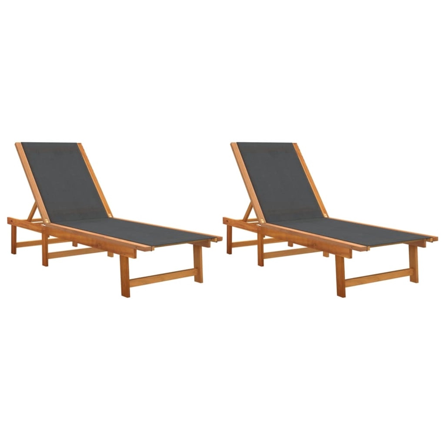 vidaXL Sonnenliegen 2 Stk Schwarz Massivholz Akazie und Textilene 3279247 vidaXL Sonnenliegen 2 Stk Schwarz Massivholz Akazie und Textilene 3279247 von VIDAXL