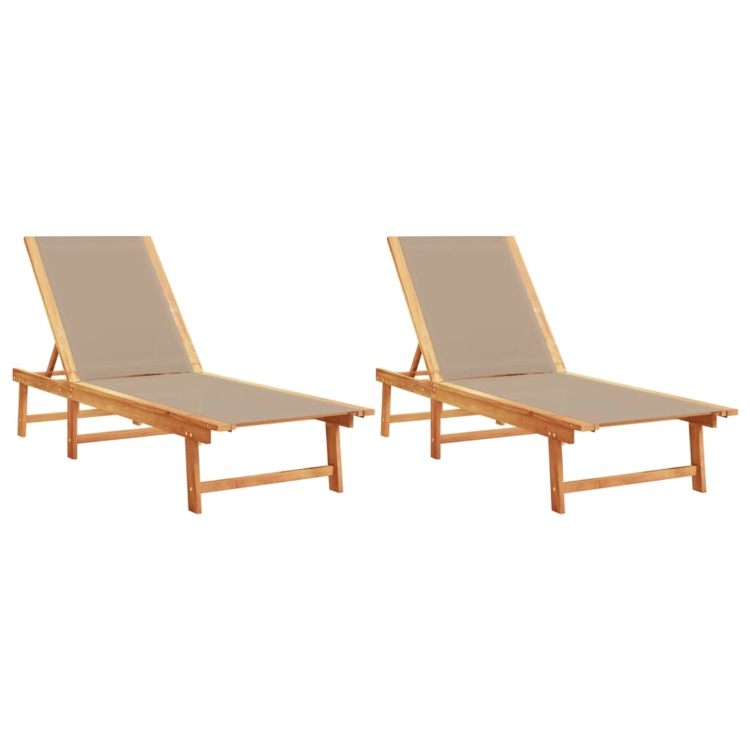 vidaXL Sonnenliegen 2 Stk Taupe Massivholz Akazie und Textilene 3279251 vidaXL Sonnenliegen 2 Stk Taupe Massivholz Akazie und Textilene 3279251 von VIDAXL
