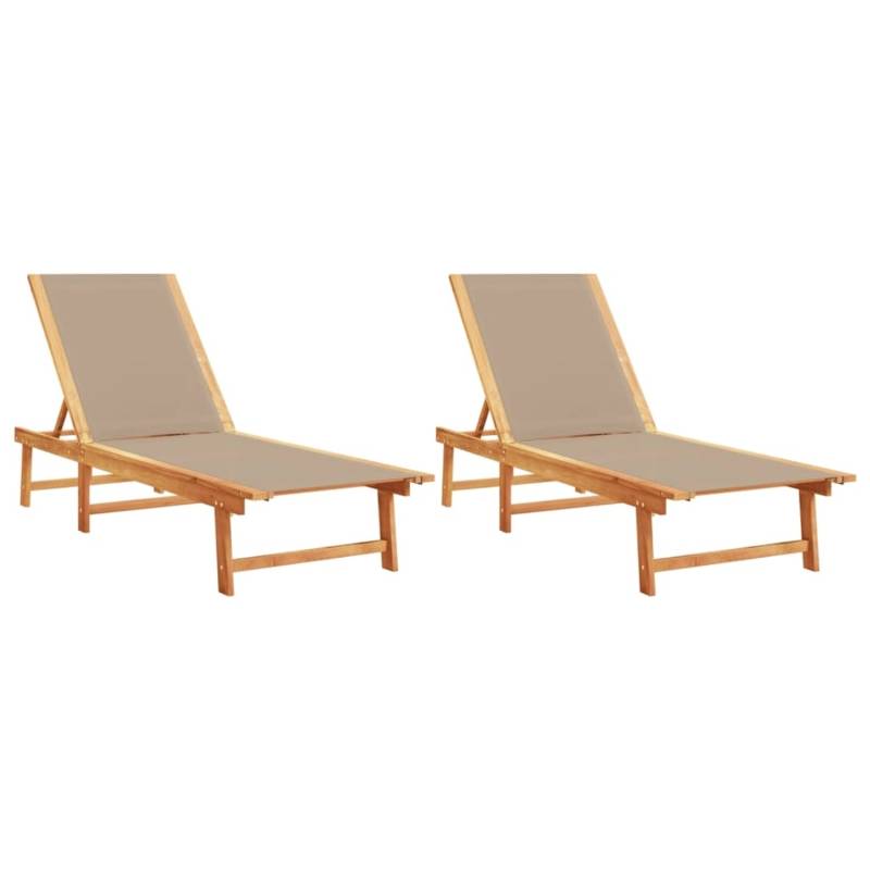 vidaXL Sonnenliegen 2 Stk Taupe Massivholz Akazie und Textilene 3279251 von VIDAXL