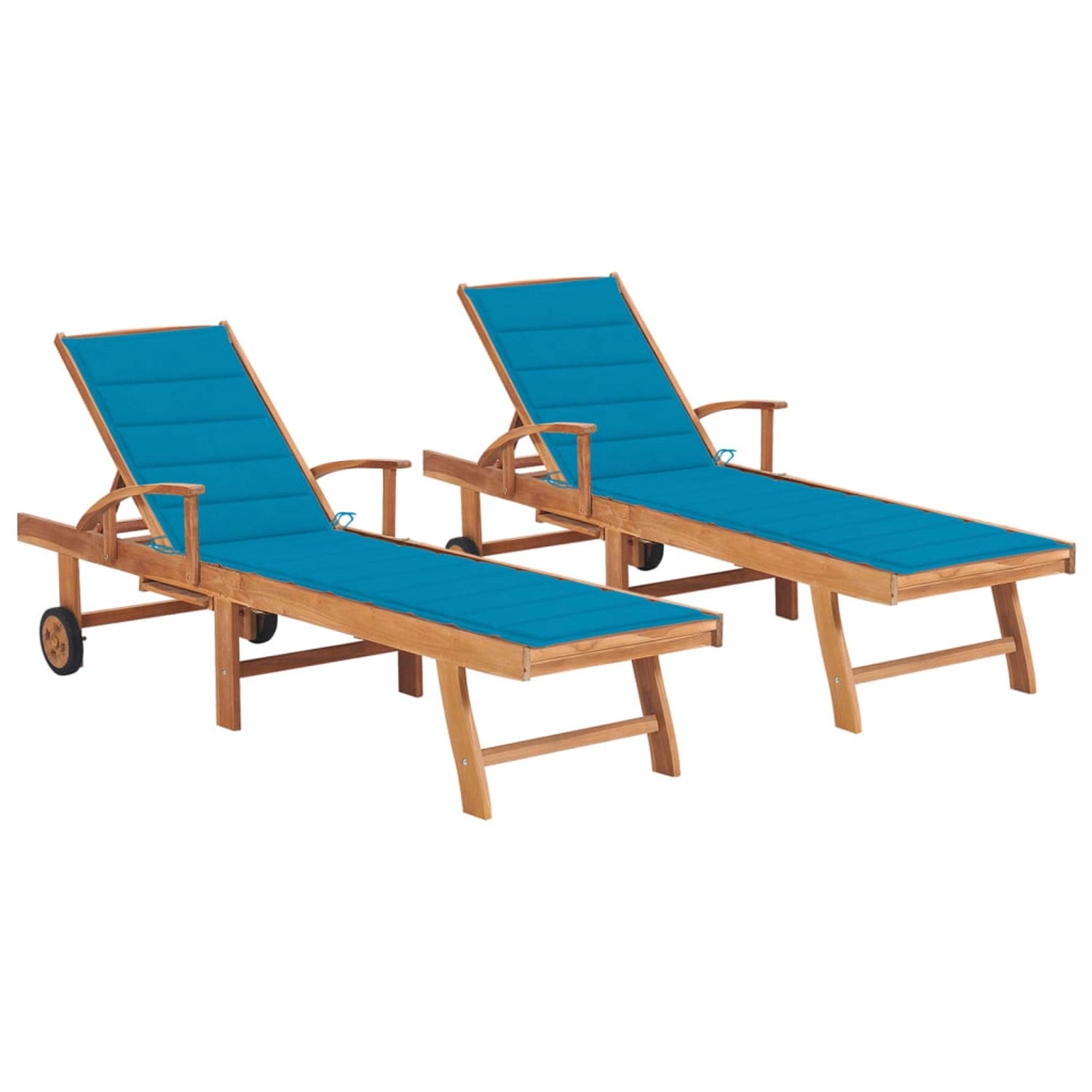 vidaXL Sonnenliegen 2 Stk mit Auflagen Blau Massivholz Teak 3073190 vidaXL Sonnenliegen 2 Stk mit Auflagen Blau Massivholz Teak 3073190 von VIDAXL