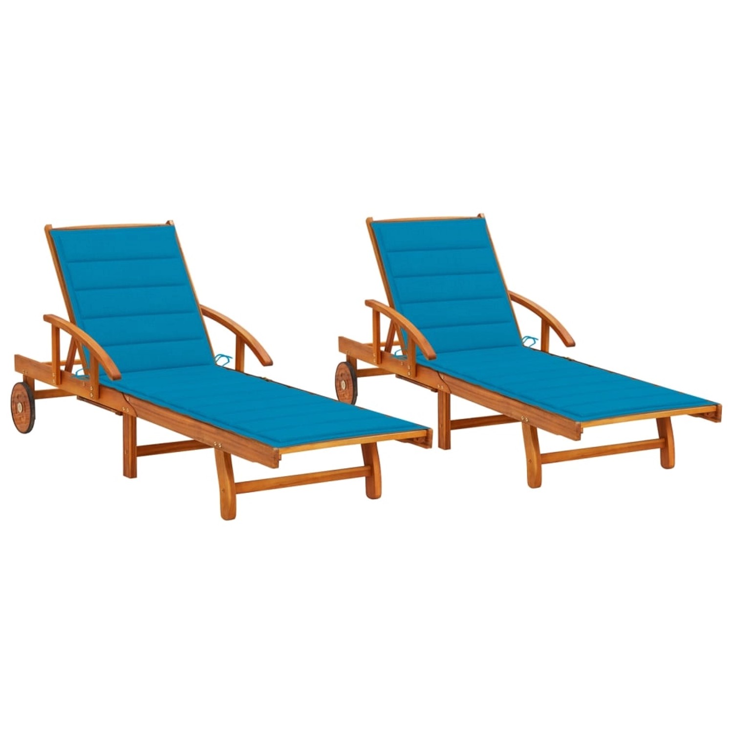 vidaXL Sonnenliegen 2 Stk mit Auflagen Massivholz Akazie 3077334 von VIDAXL