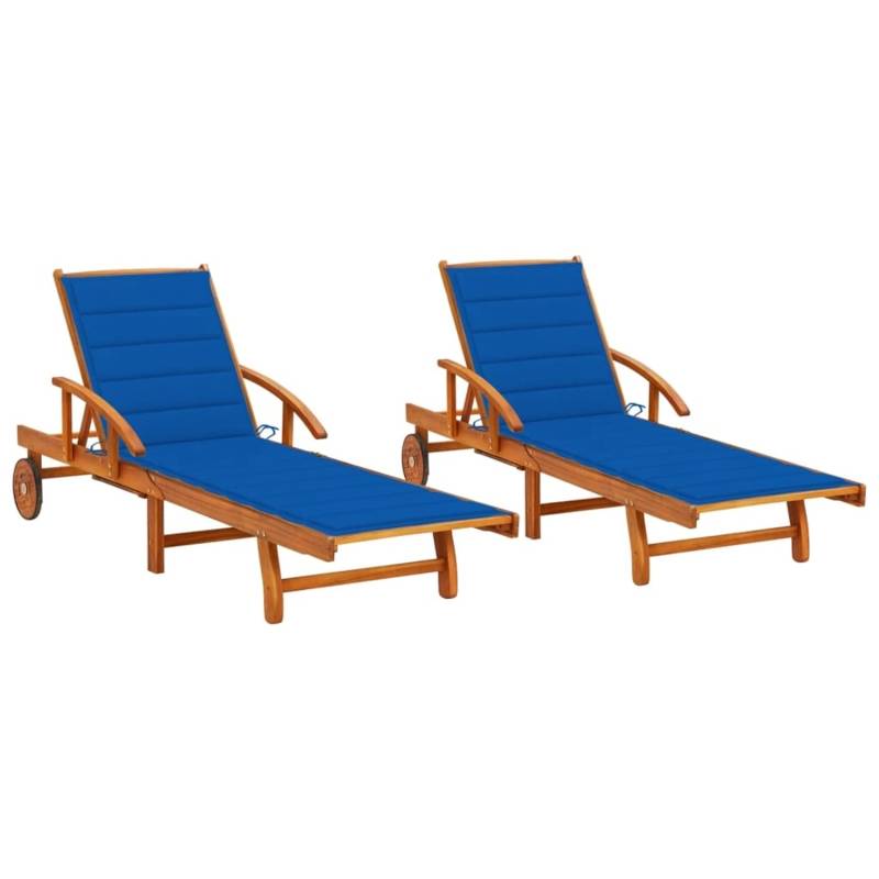 vidaXL Sonnenliegen 2 Stk mit Auflagen Massivholz Akazie 3077340 von VIDAXL