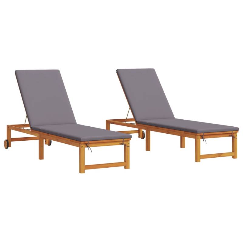 vidaXL Sonnenliegen 2 Stk mit Kissen Massivholz Akazie 3333831 von VIDAXL