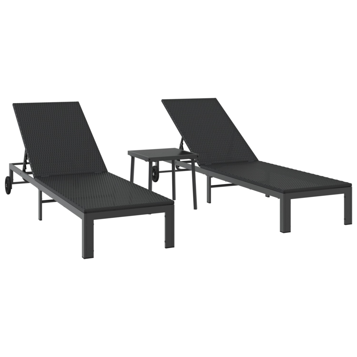 vidaXL Sonnenliegen 2 Stk mit Rädern und Tisch Schwarz Poly Rattan 42004131 vidaXL Sonnenliegen 2 Stk mit Rädern und Tisch Schwarz Poly Rattan 42004131 von VIDAXL