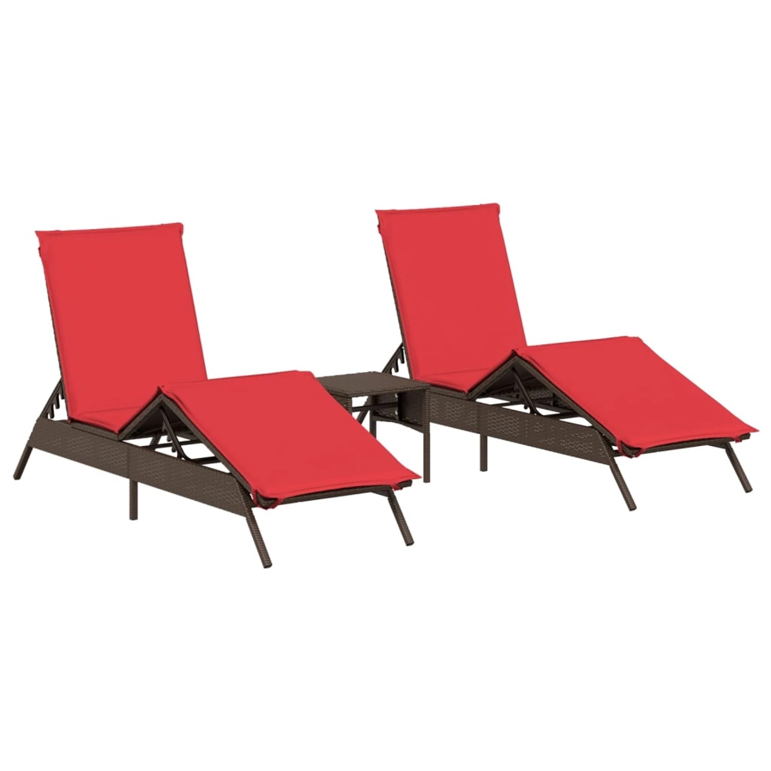 vidaXL Sonnenliegen 2 Stk mit Tisch Braun Poly Rattan 4002717 vidaXL Sonnenliegen 2 Stk mit Tisch Braun Poly Rattan 4002717 von VIDAXL
