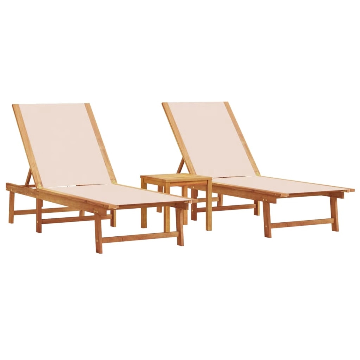 vidaXL Sonnenliegen 2 Stk mit Tisch Creme Massivholz Akazie Textilene 3279252 vidaXL Sonnenliegen 2 Stk mit Tisch Creme Massivholz Akazie Textilene 3279252 von VIDAXL