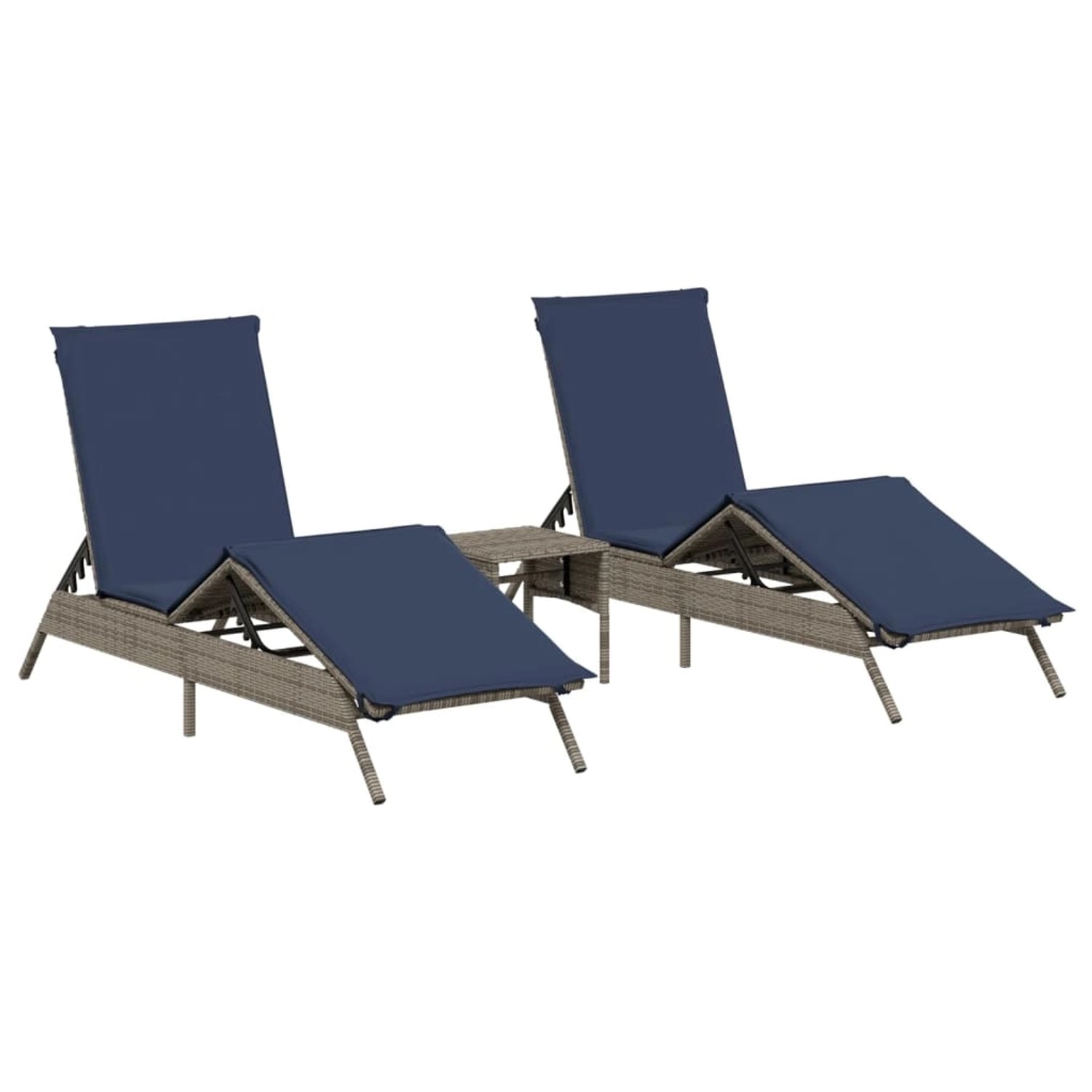 vidaXL Sonnenliegen 2 Stk mit Tisch Grau Poly Rattan 4002716 vidaXL Sonnenliegen 2 Stk mit Tisch Grau Poly Rattan 4002716 von VIDAXL