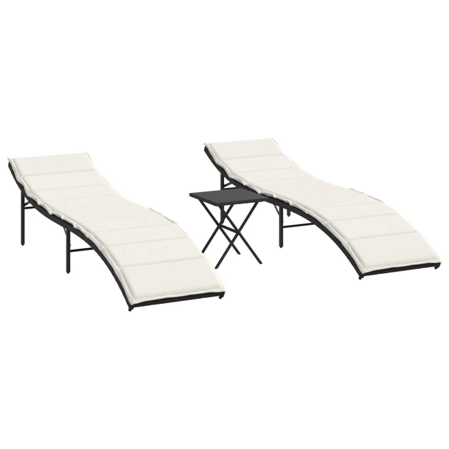 vidaXL Sonnenliegen 2 Stk mit Tisch Schwarz Poly Rattan 368251 vidaXL Sonnenliegen 2 Stk mit Tisch Schwarz Poly Rattan 368251 von VIDAXL