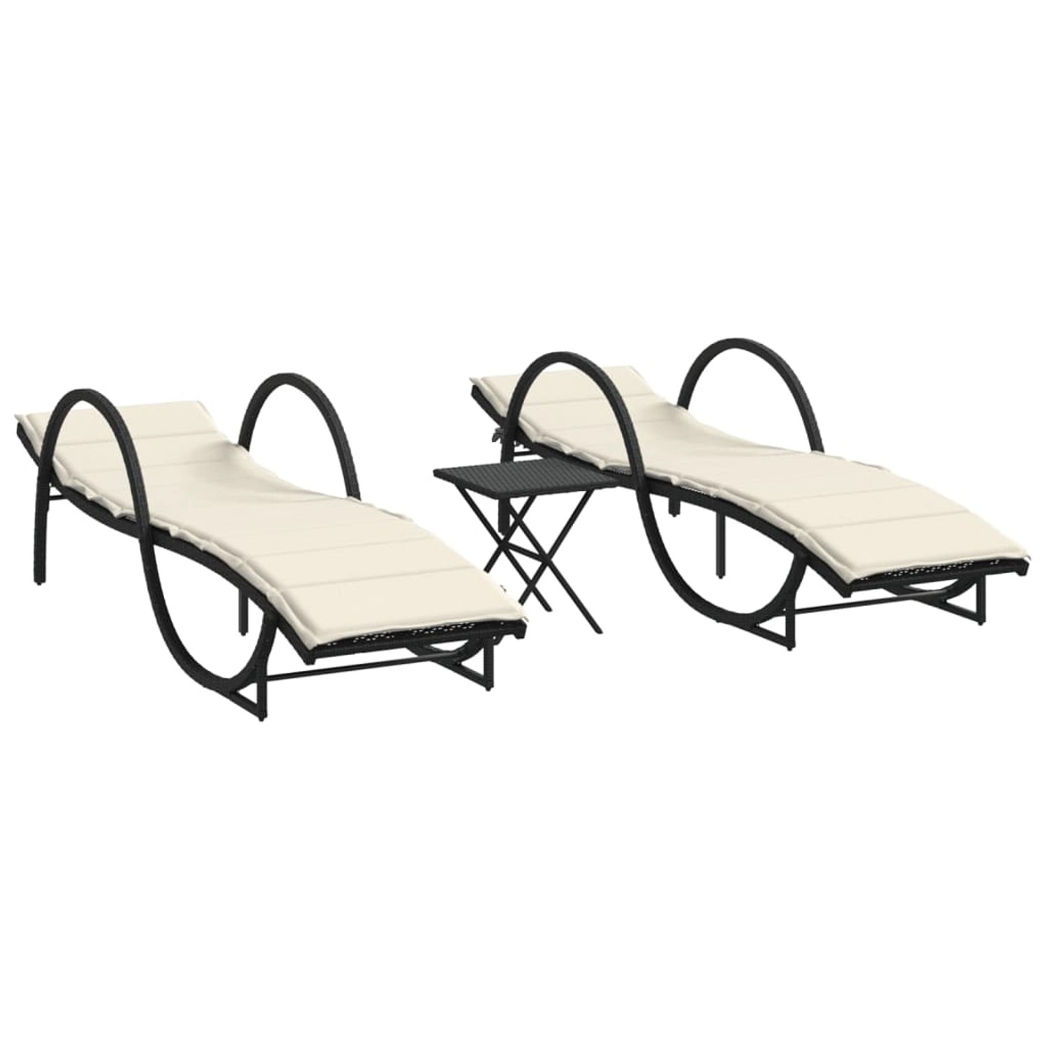 vidaXL Sonnenliegen 2 Stk mit Tisch Schwarz Poly Rattan 368263 vidaXL Sonnenliegen 2 Stk mit Tisch Schwarz Poly Rattan 368263 von VIDAXL