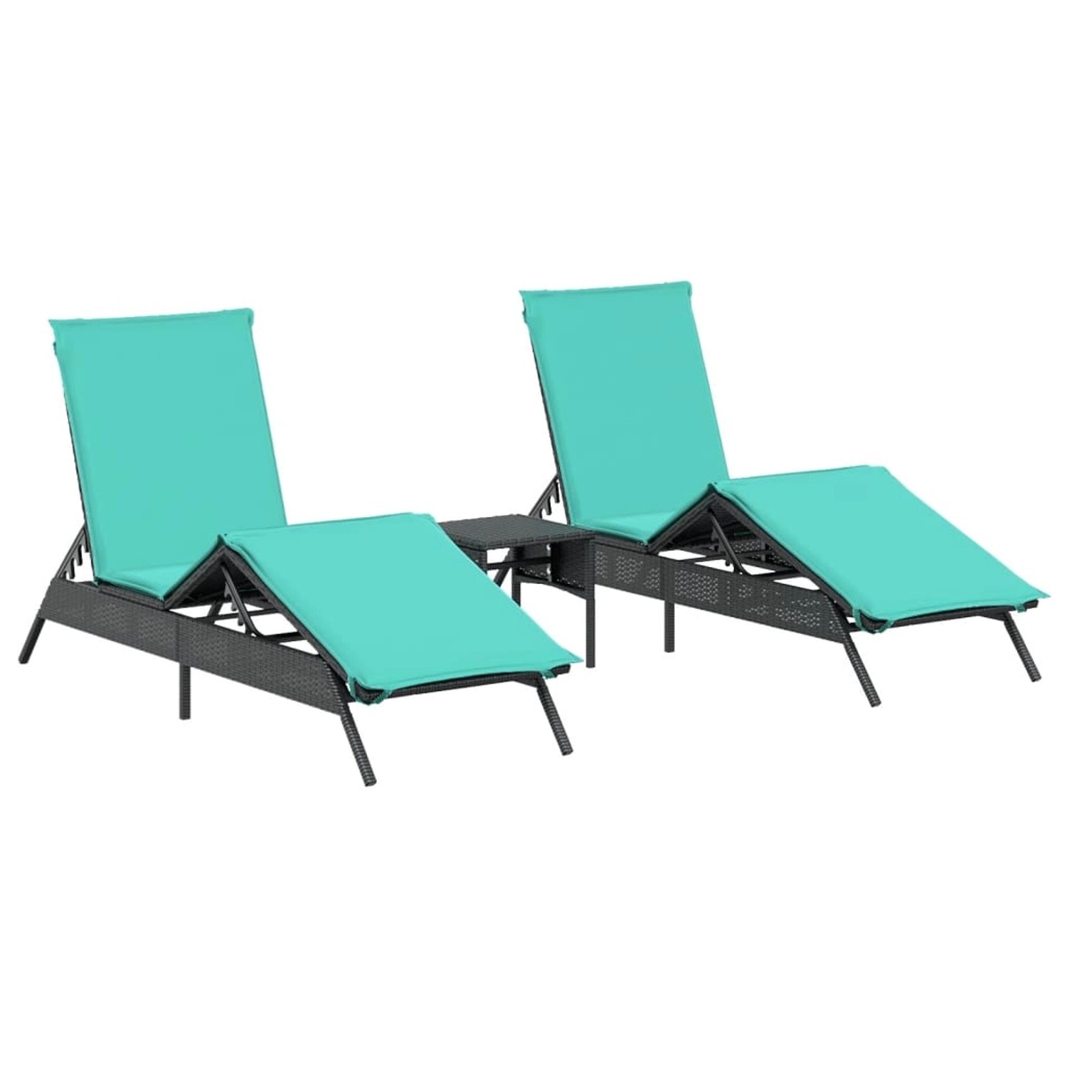 vidaXL Sonnenliegen 2 Stk mit Tisch Schwarz Poly Rattan 4002718 vidaXL Sonnenliegen 2 Stk mit Tisch Schwarz Poly Rattan 4002718 von VIDAXL