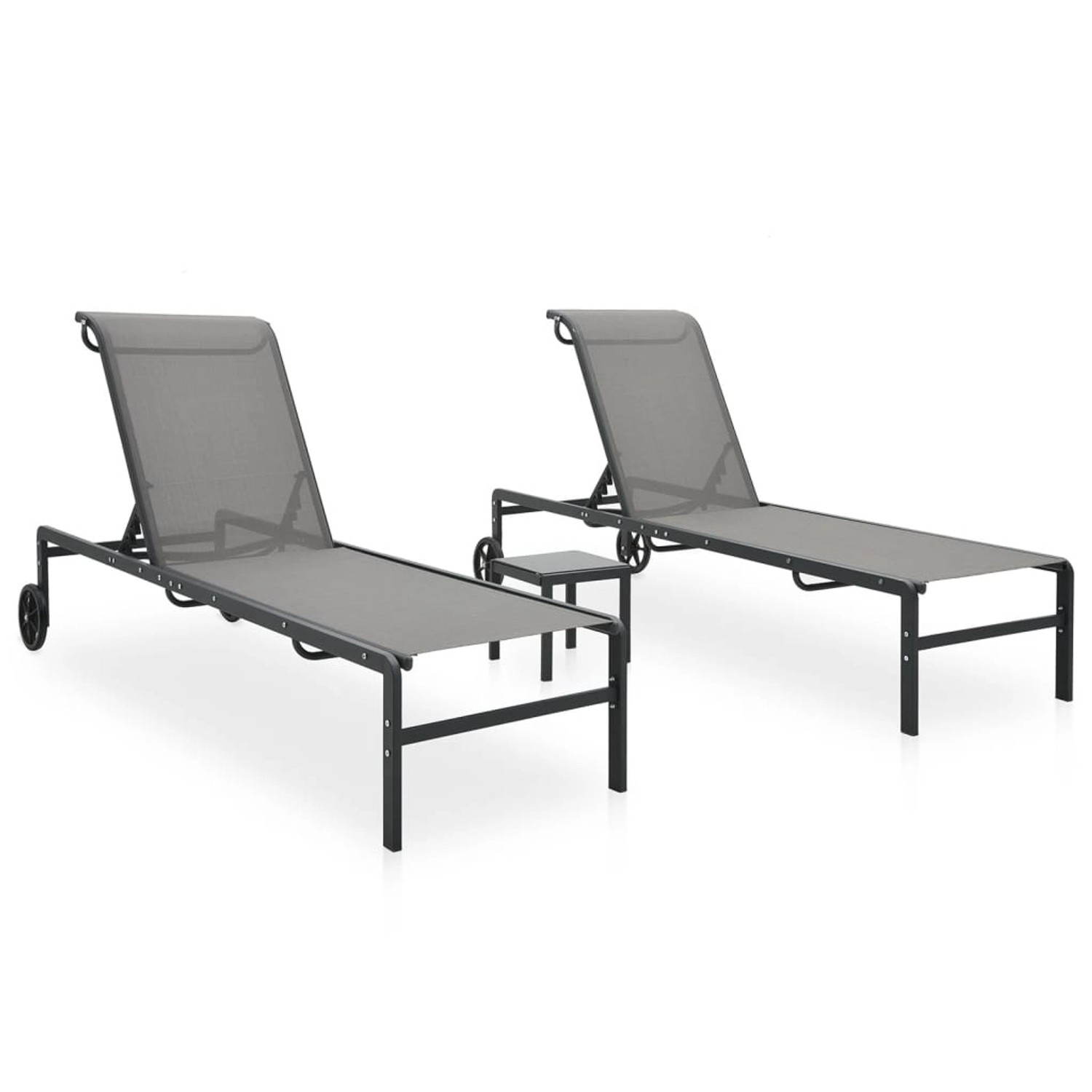 vidaXL Sonnenliegen 2 Stk mit Tisch Textilene und Stahl 316828 von VIDAXL